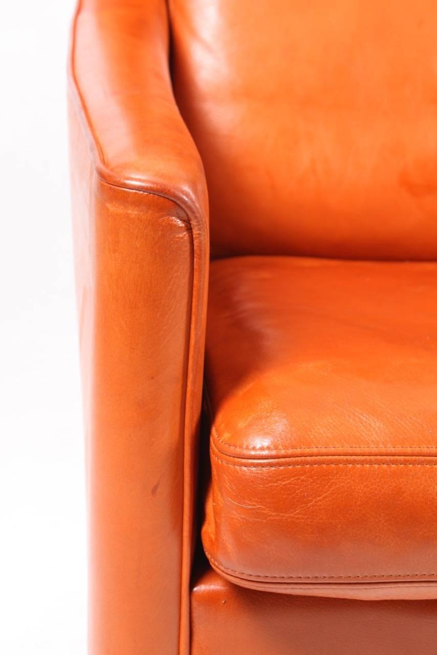 Late 20th Century Pair of Wingback Chairs in Leather