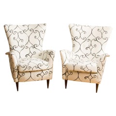 Pair of Wingback Italian Chairs Attributed to Paolo Buffa, circa 1950