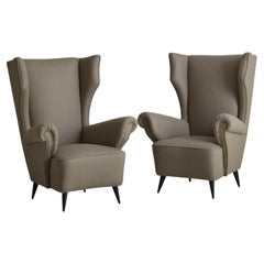 Pair of Wingback Lounge Chairs in the Style of Paolo Buffa, Italy 1960s