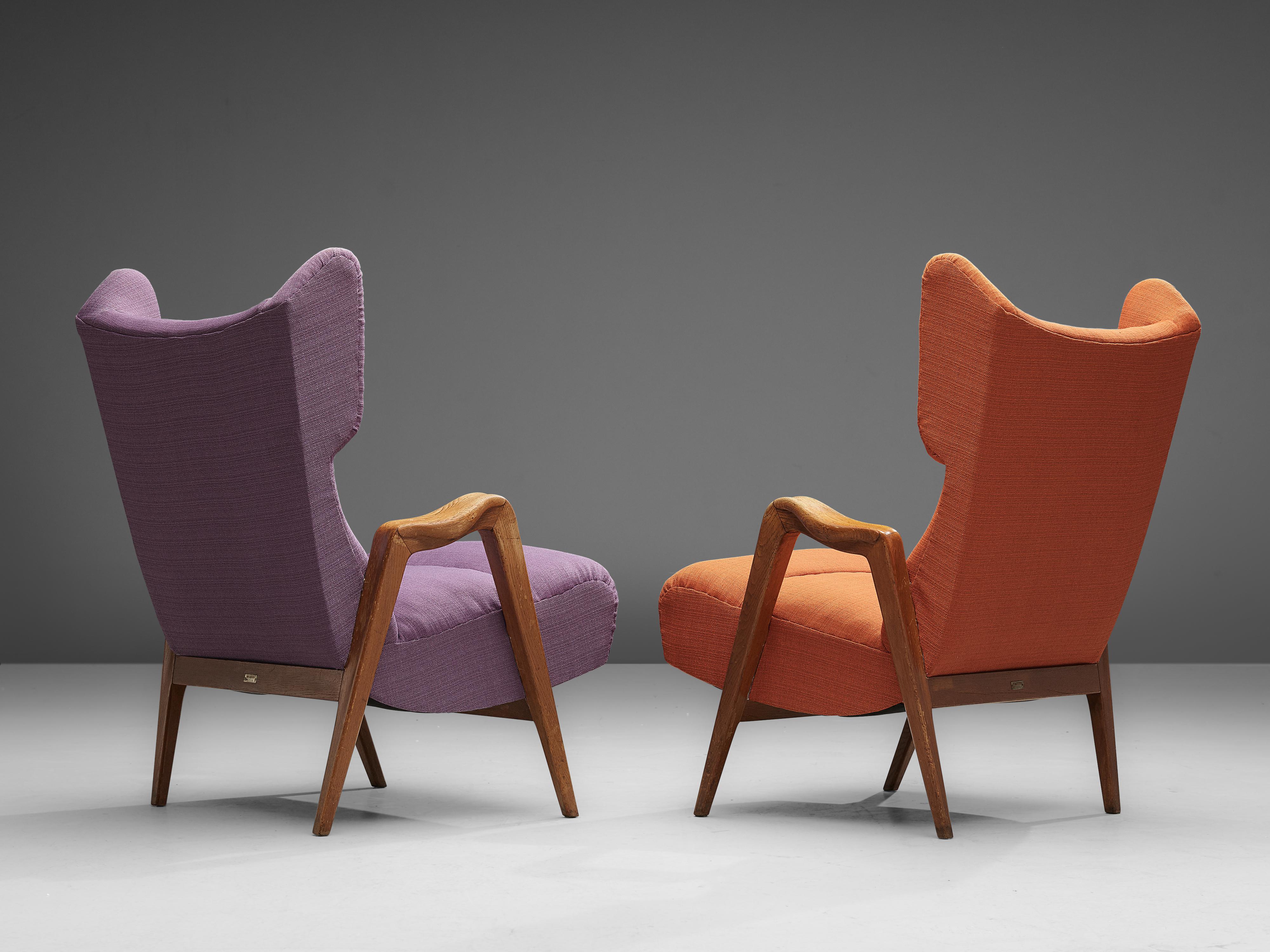 Pair of Wingback Lounge Chairs in Oak  2