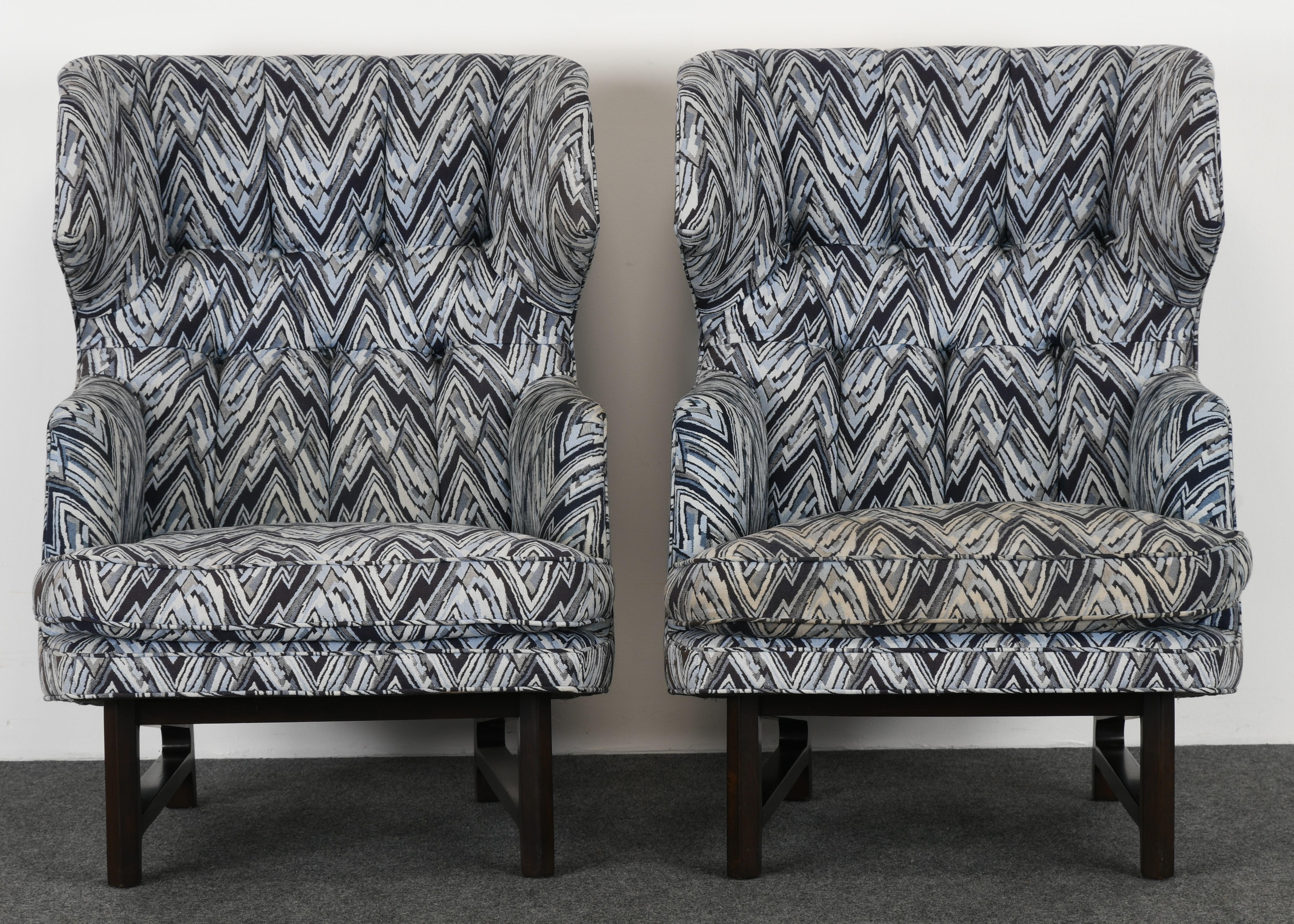 A modernist pair of wingback lounge 