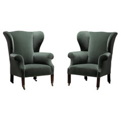 Pair of Wingchairs in 100% Mohair by Maharam, England circa 1880