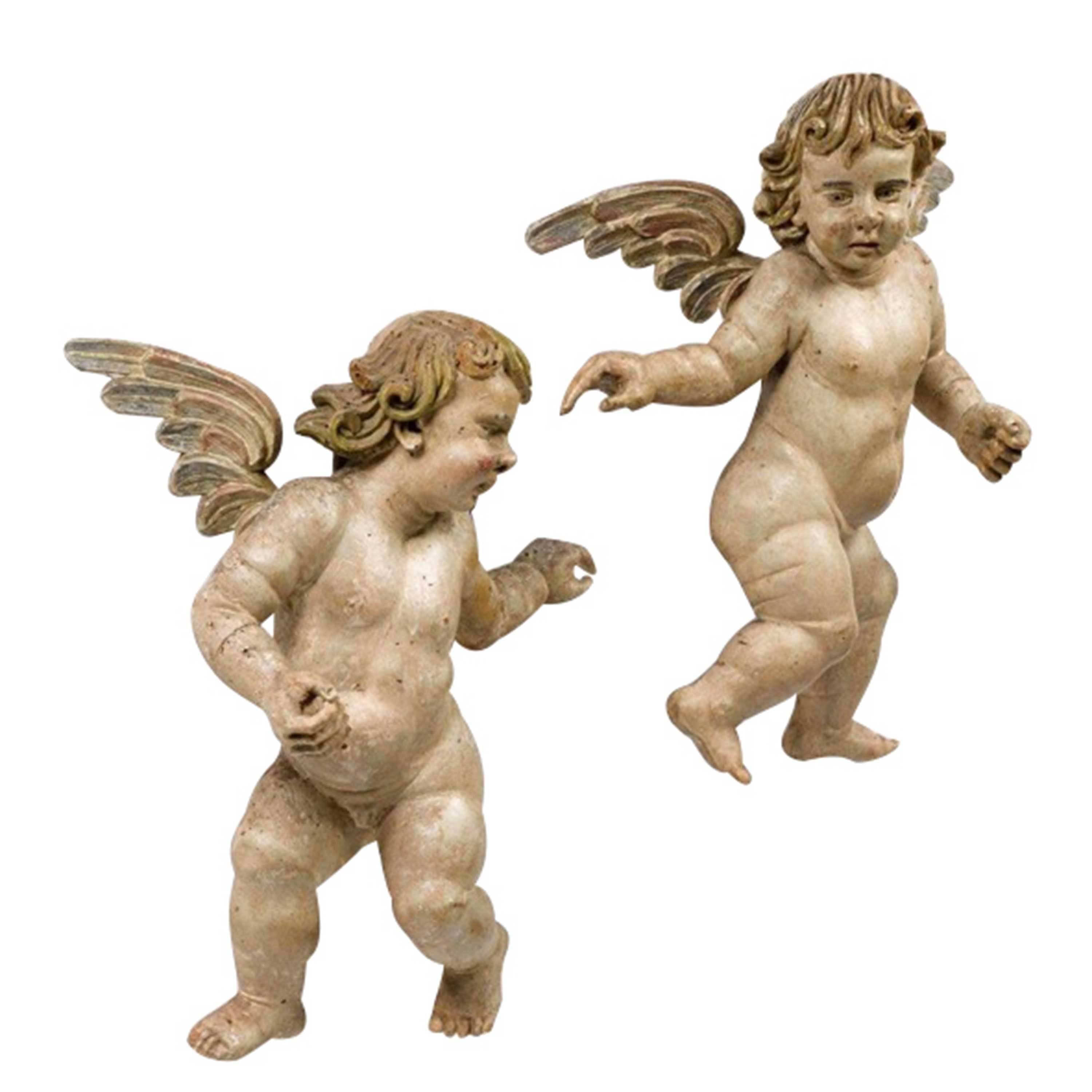 A very good pair of winged putti, Baroque, Italy, circa 1680.