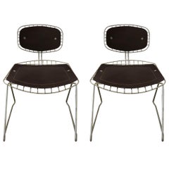 Pair of Wire and Leather Beauborg Stacking Chairs for the Pompidou Centre