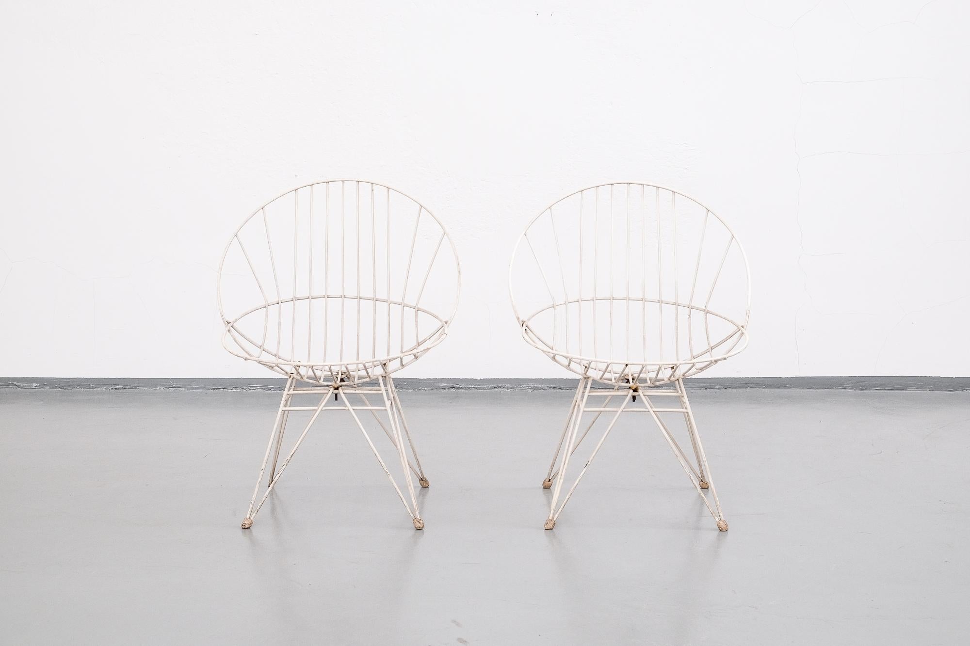 Mid-Century Modern Pair of Wire Chairs by Cees Braakman for Pastoe, 1950s