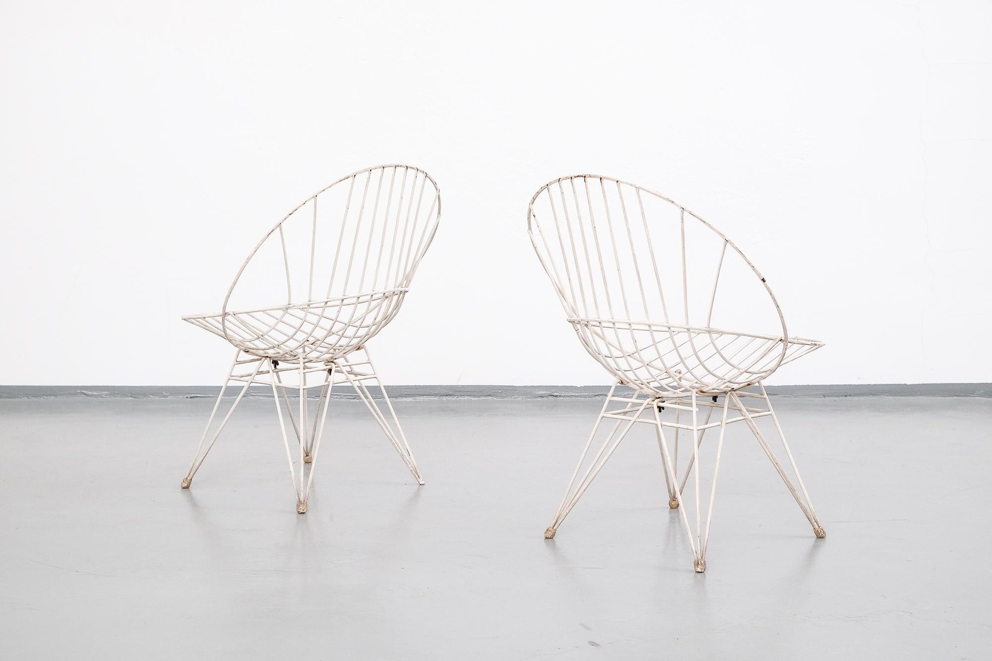 Dutch Pair of Wire Chairs by Cees Braakman for Pastoe, 1950s