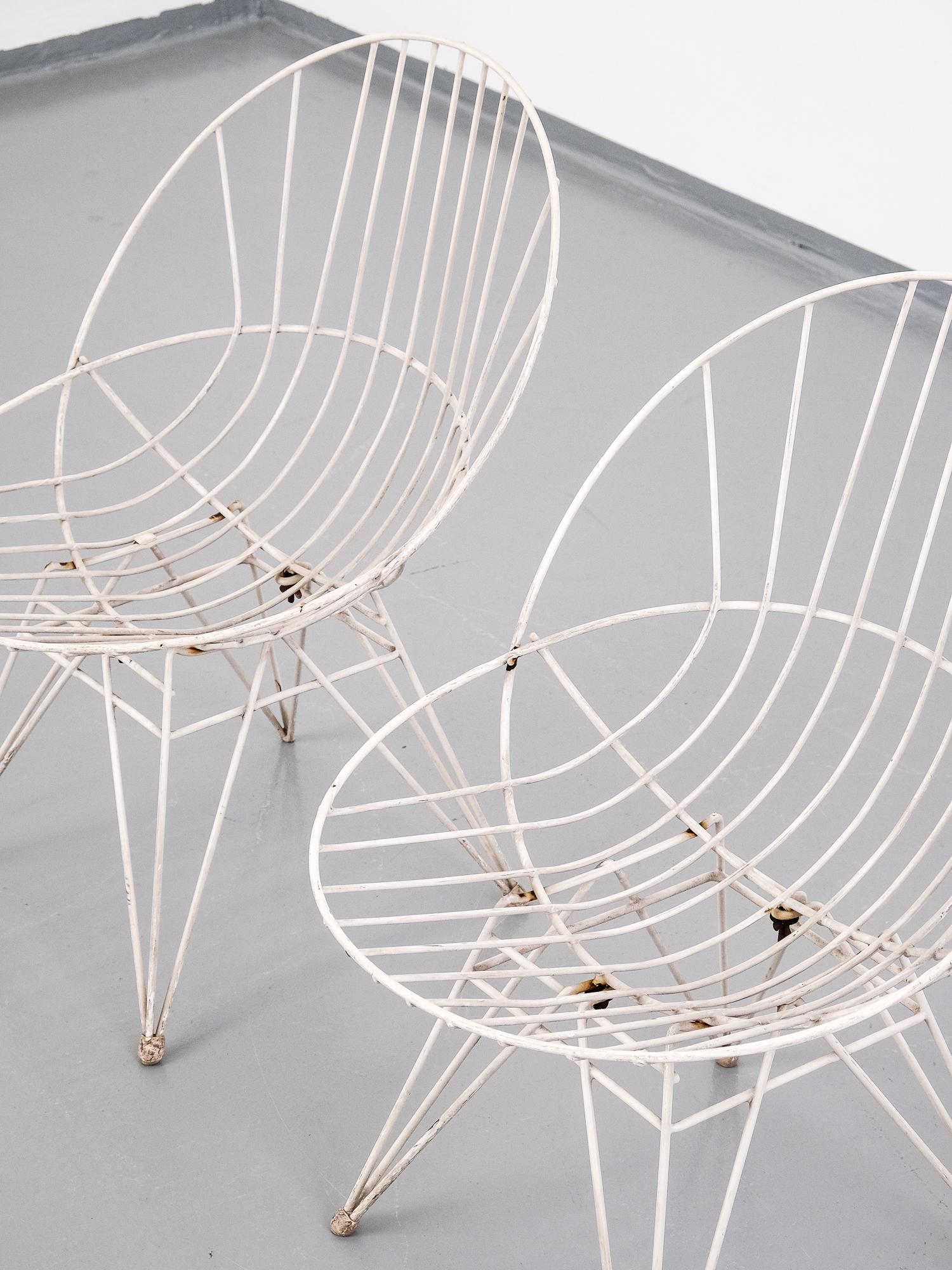 Mid-20th Century Pair of Wire Chairs by Cees Braakman for Pastoe, 1950s