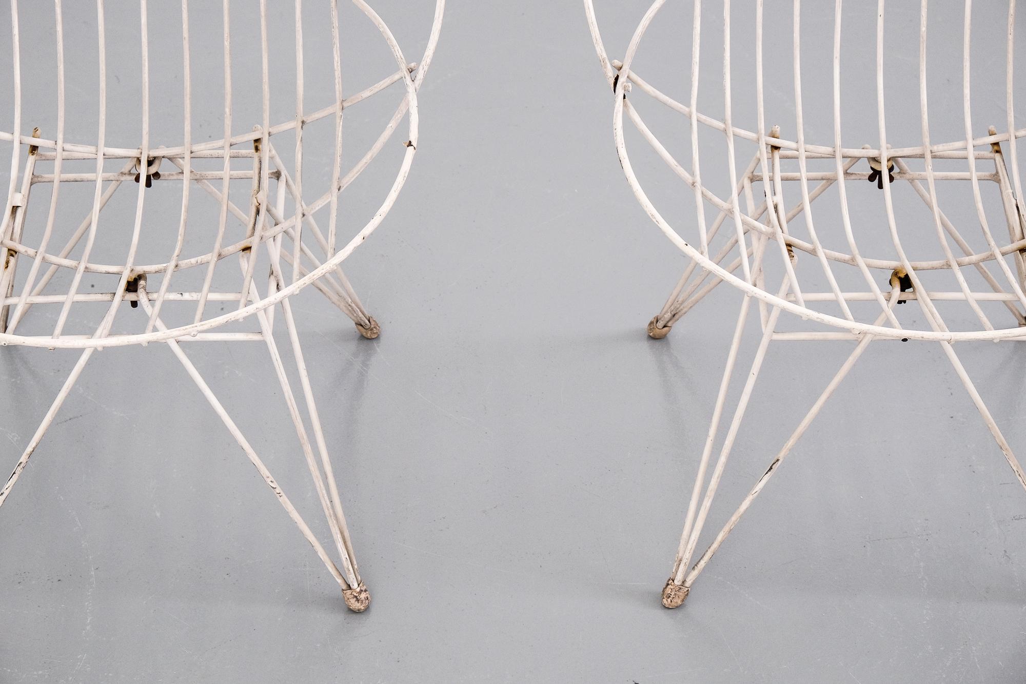Steel Pair of Wire Chairs by Cees Braakman for Pastoe, 1950s