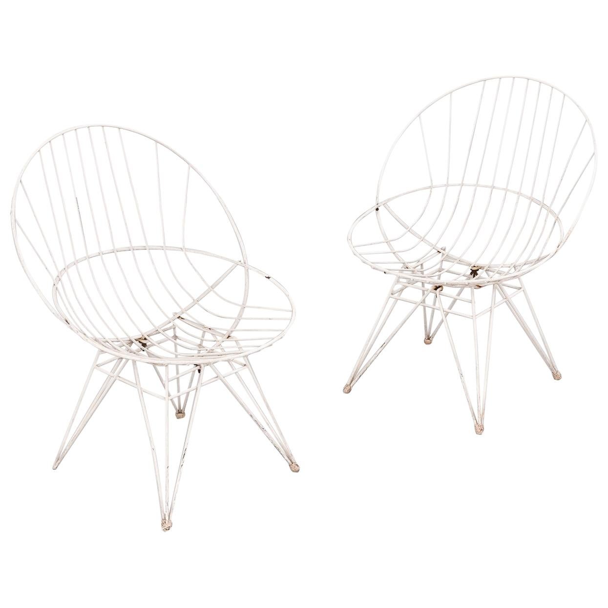Pair of Wire Chairs by Cees Braakman for Pastoe, 1950s