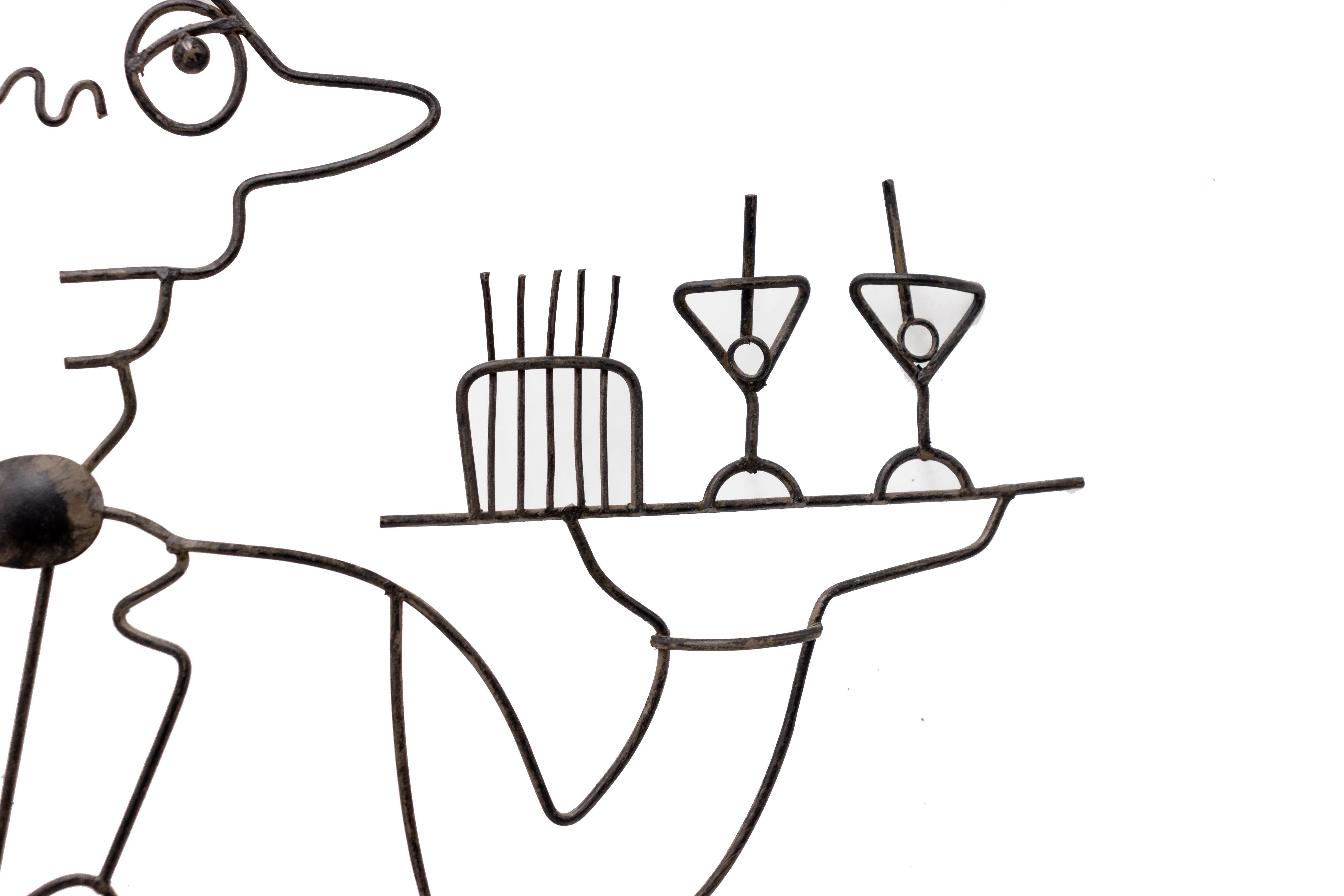 Unknown Pair of Wire Sculptures Depicting Waitstaff For Sale