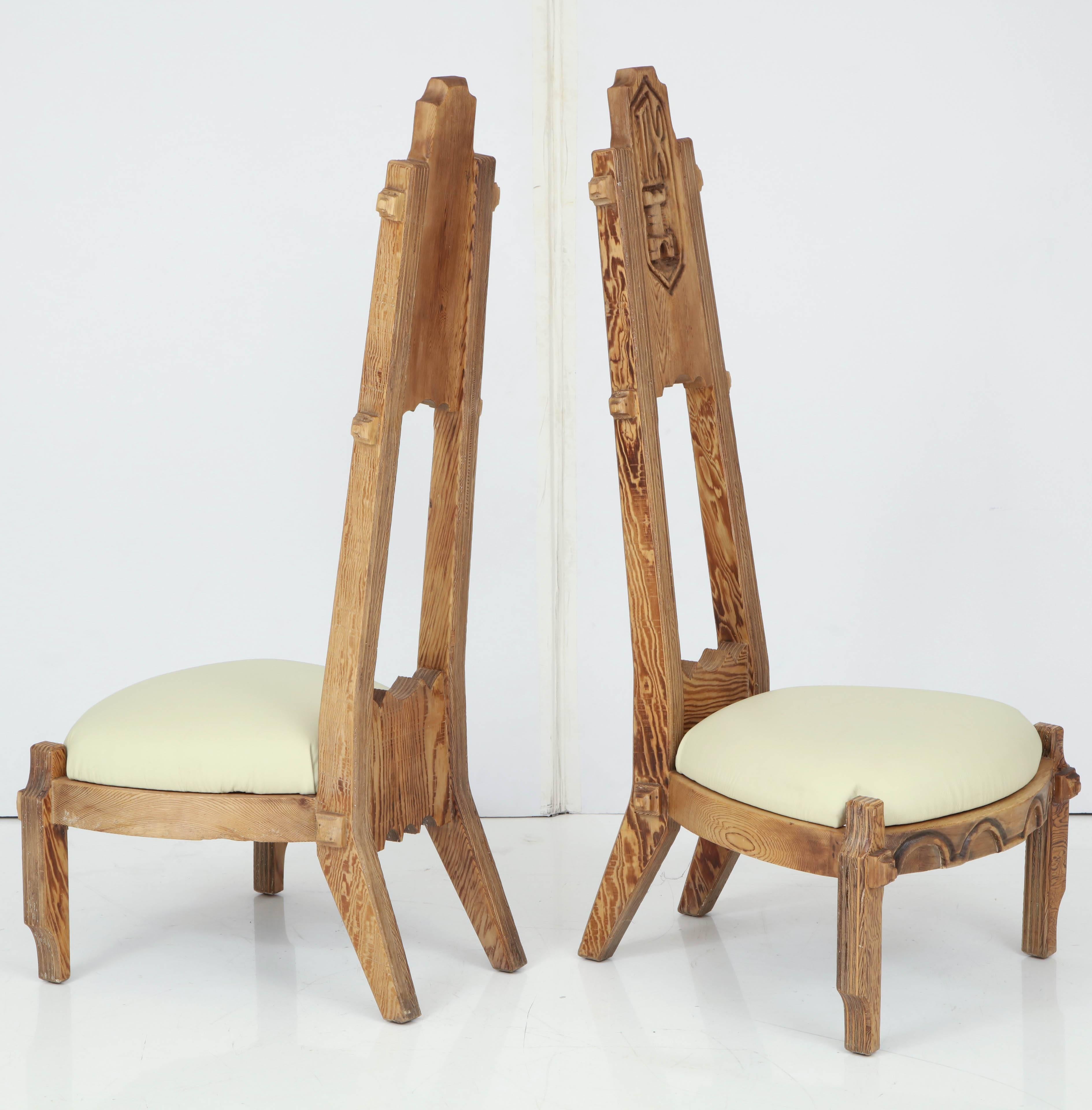 Wood Pair of Witco Tall Back Chairs For Sale