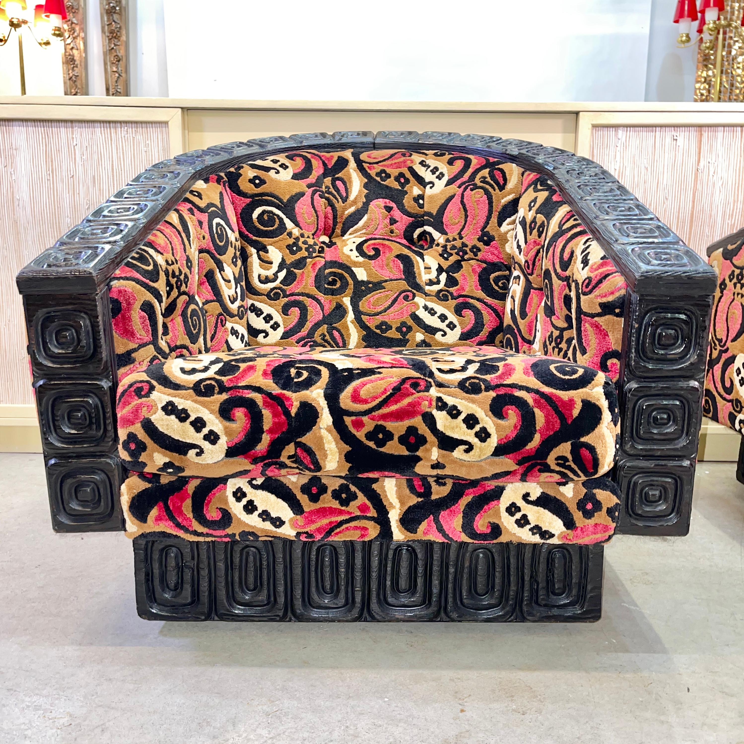 Mid-20th Century Pair of WITCO Tiki Swivel Lounge Chairs