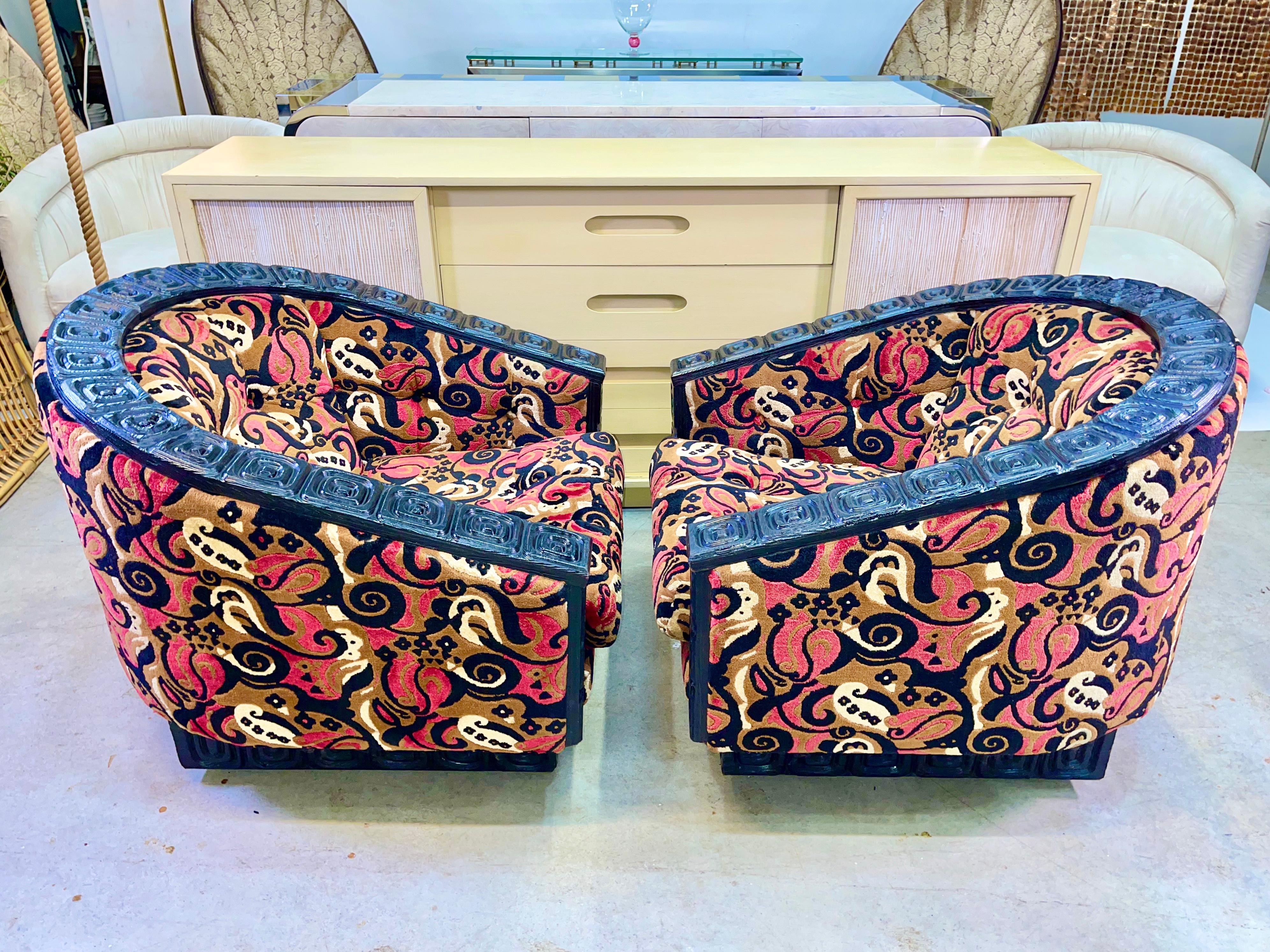 Mid-Century Modern Pair of WITCO Tiki Swivel Lounge Chairs