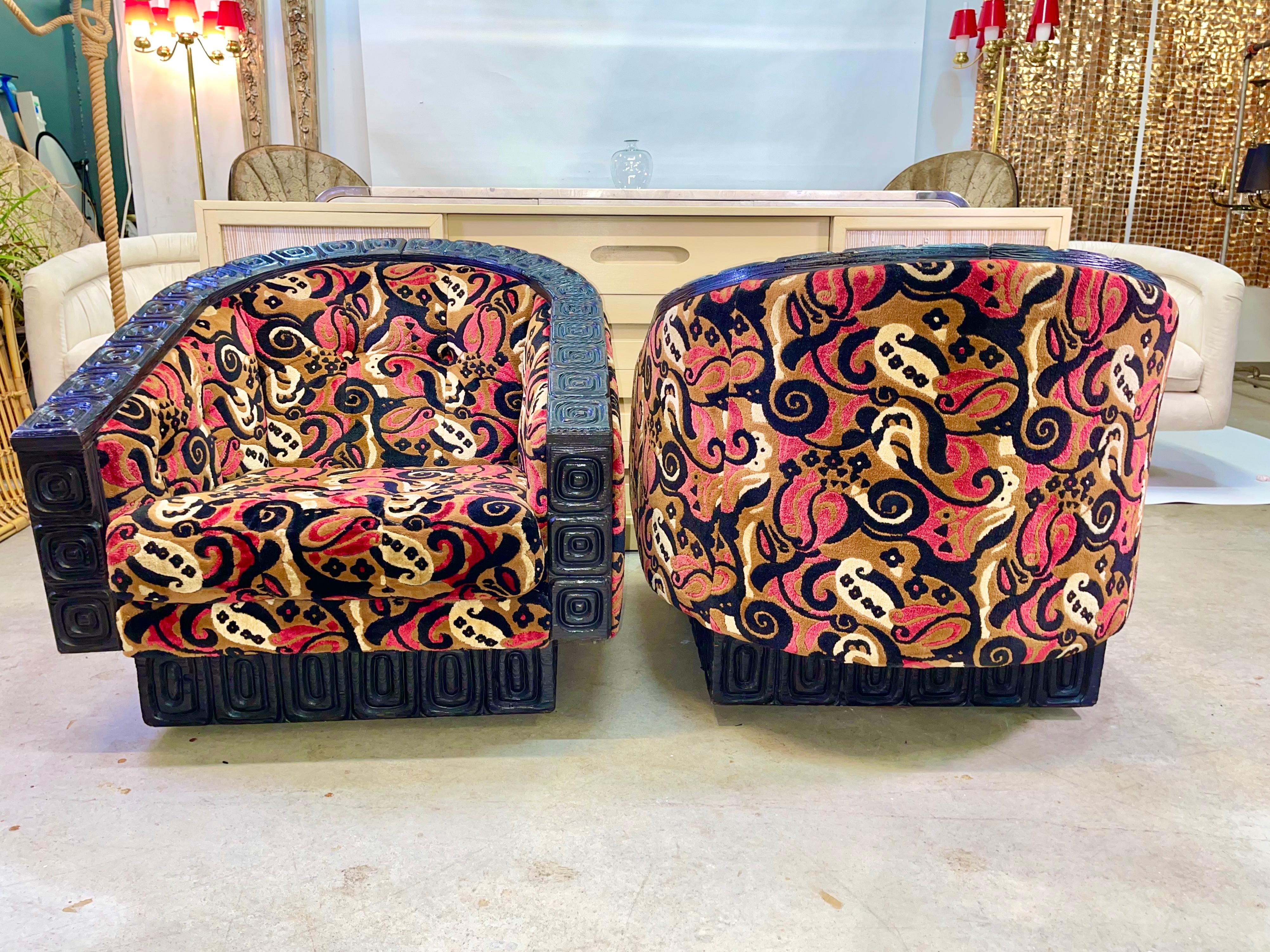 American Pair of WITCO Tiki Swivel Lounge Chairs