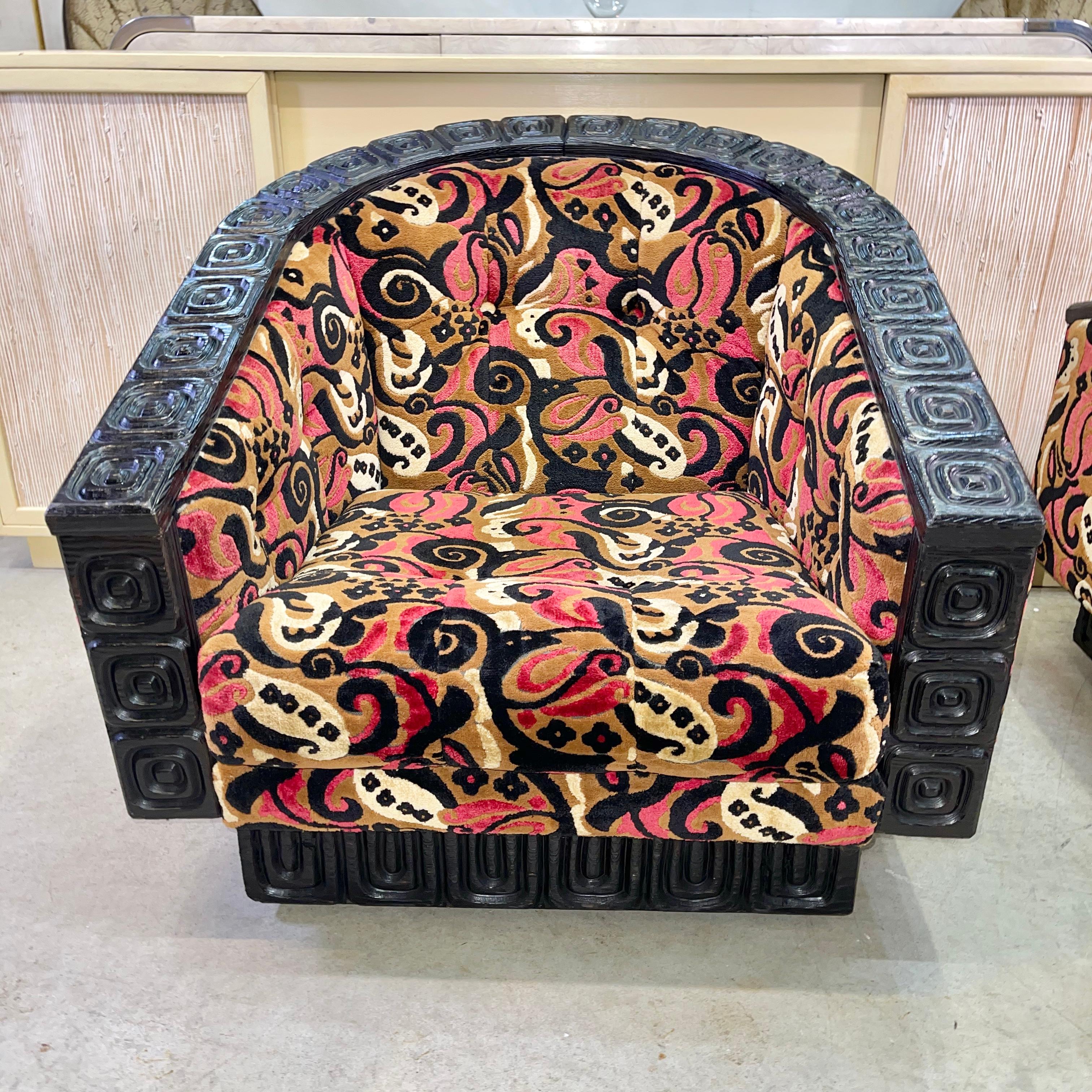 Pair of WITCO Tiki Swivel Lounge Chairs In Good Condition In Hanover, MA