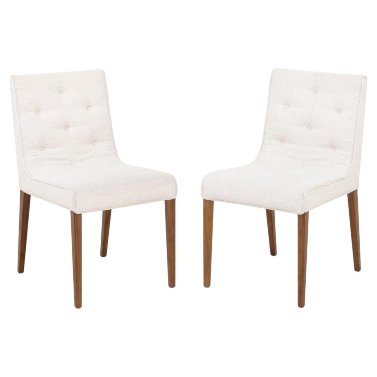 Pair of Wittmann "Leslie" White Upholstered Side Chairs For Sale
