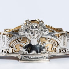 Coppia di Jardinière W.M.F. in argento e bronzo dorato, periodo Jugendstil
