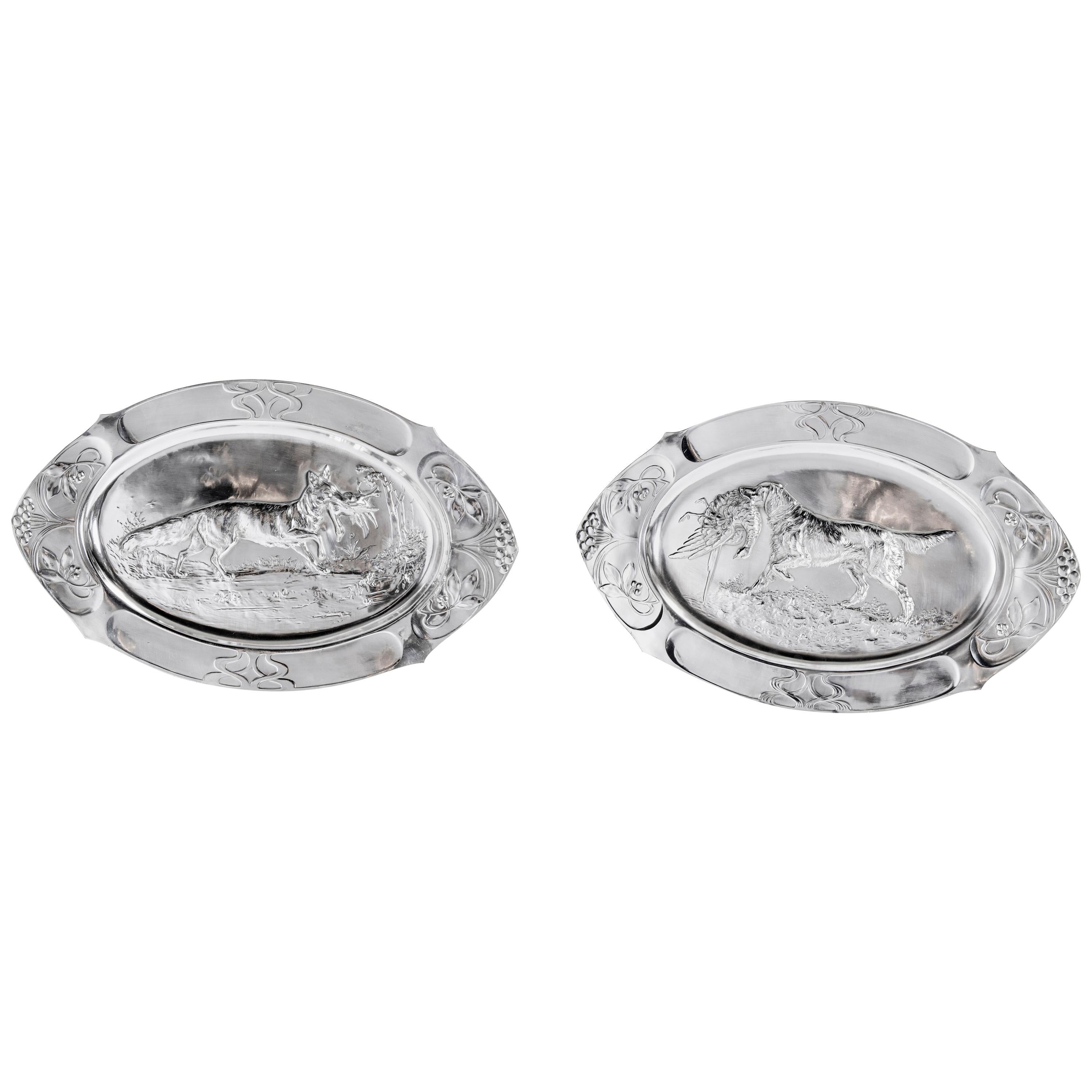 Pair of W.M.F. Silver Plate Dishes, Jugendstil Period, circa 1900 For Sale