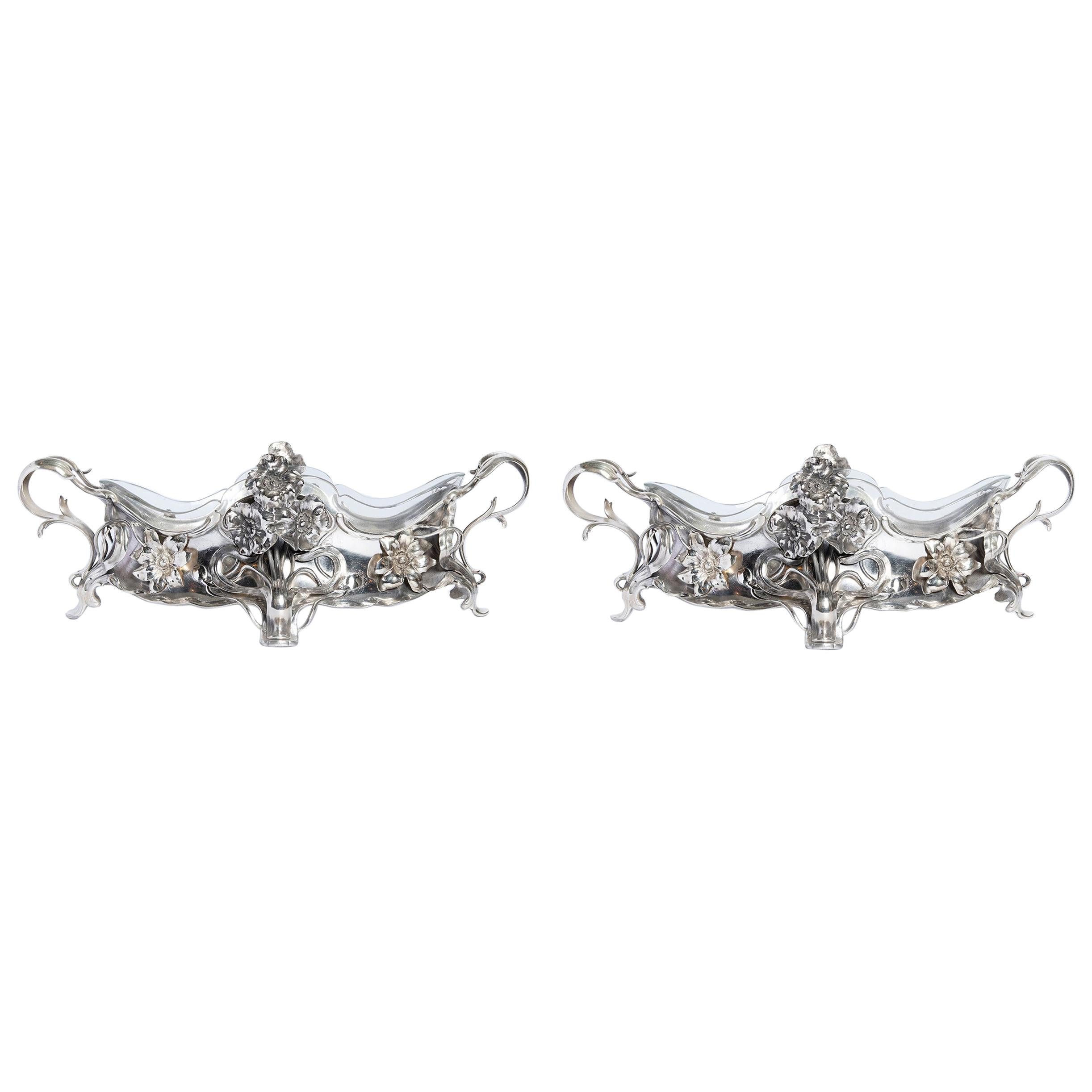 Coppia di Jardinière in argento W.M.F., periodo Jugendstil, circa 1900