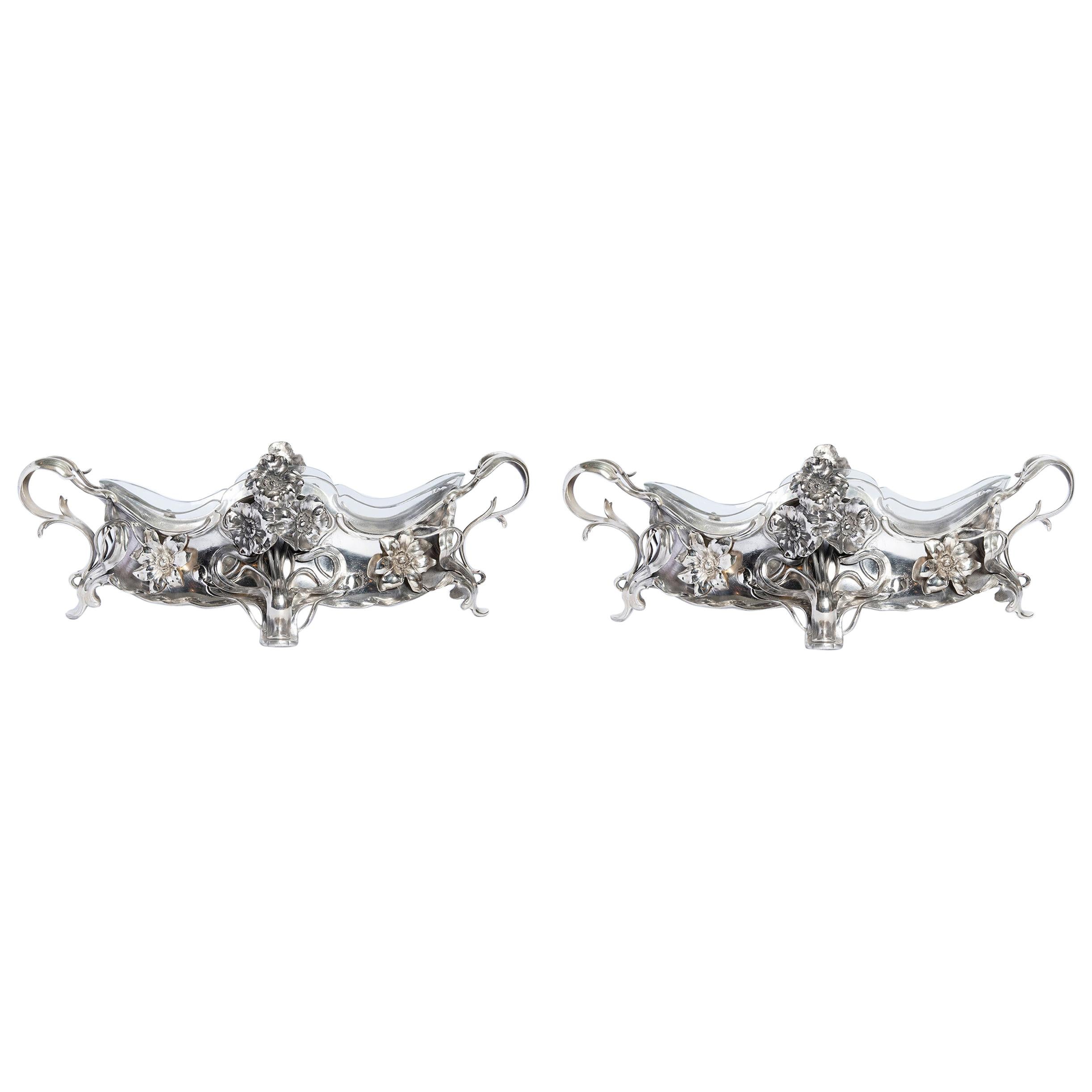 Pair of W.M.F. Silver Plate Jardinière, Jugendstil Period, circa 1900