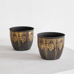 Used Pair of Wonderful Art Deco Planters with Floral Decor 1930s