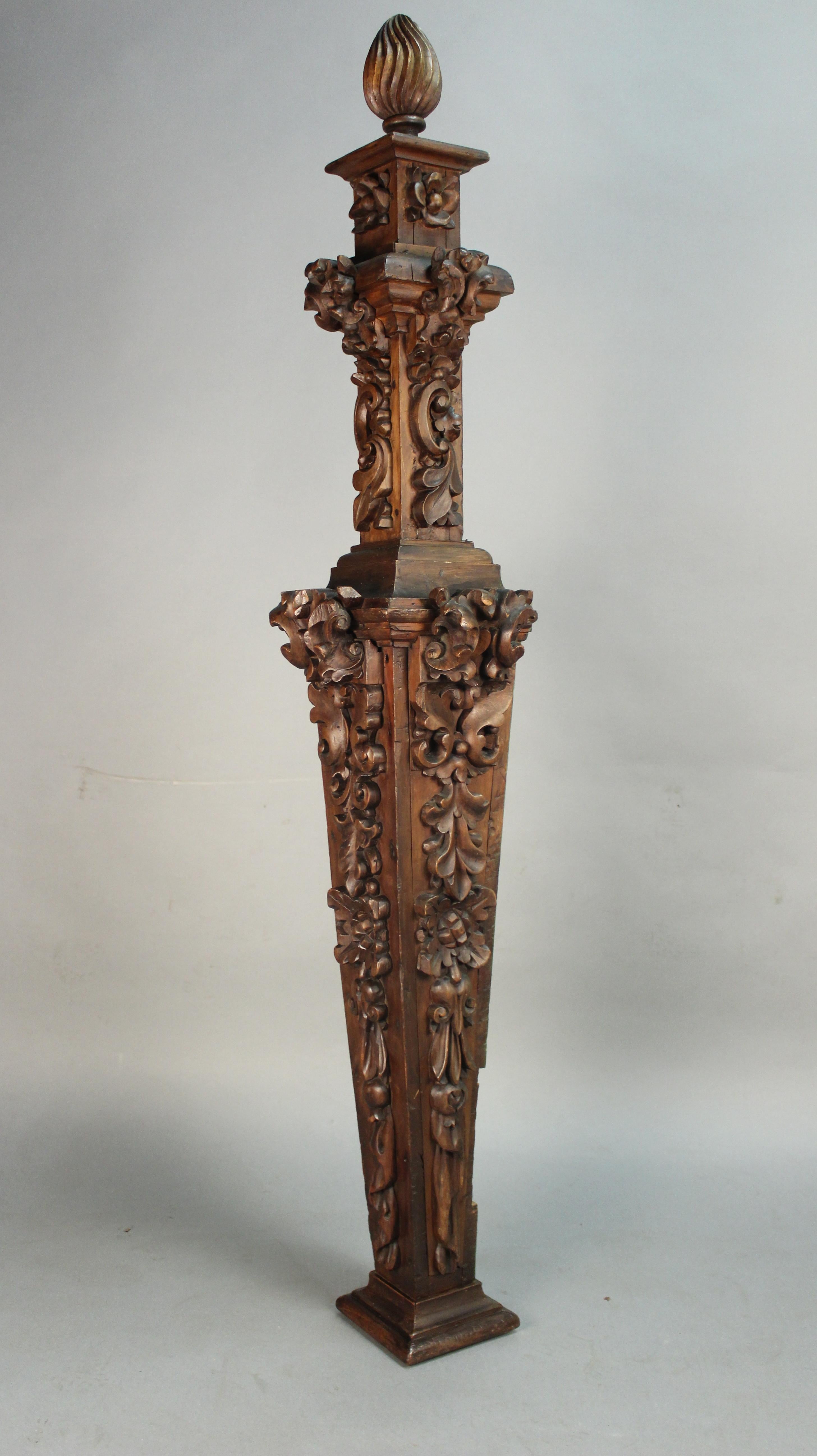 North American Pair of Wonderful Carved Wood Victorian Newell Post For Sale