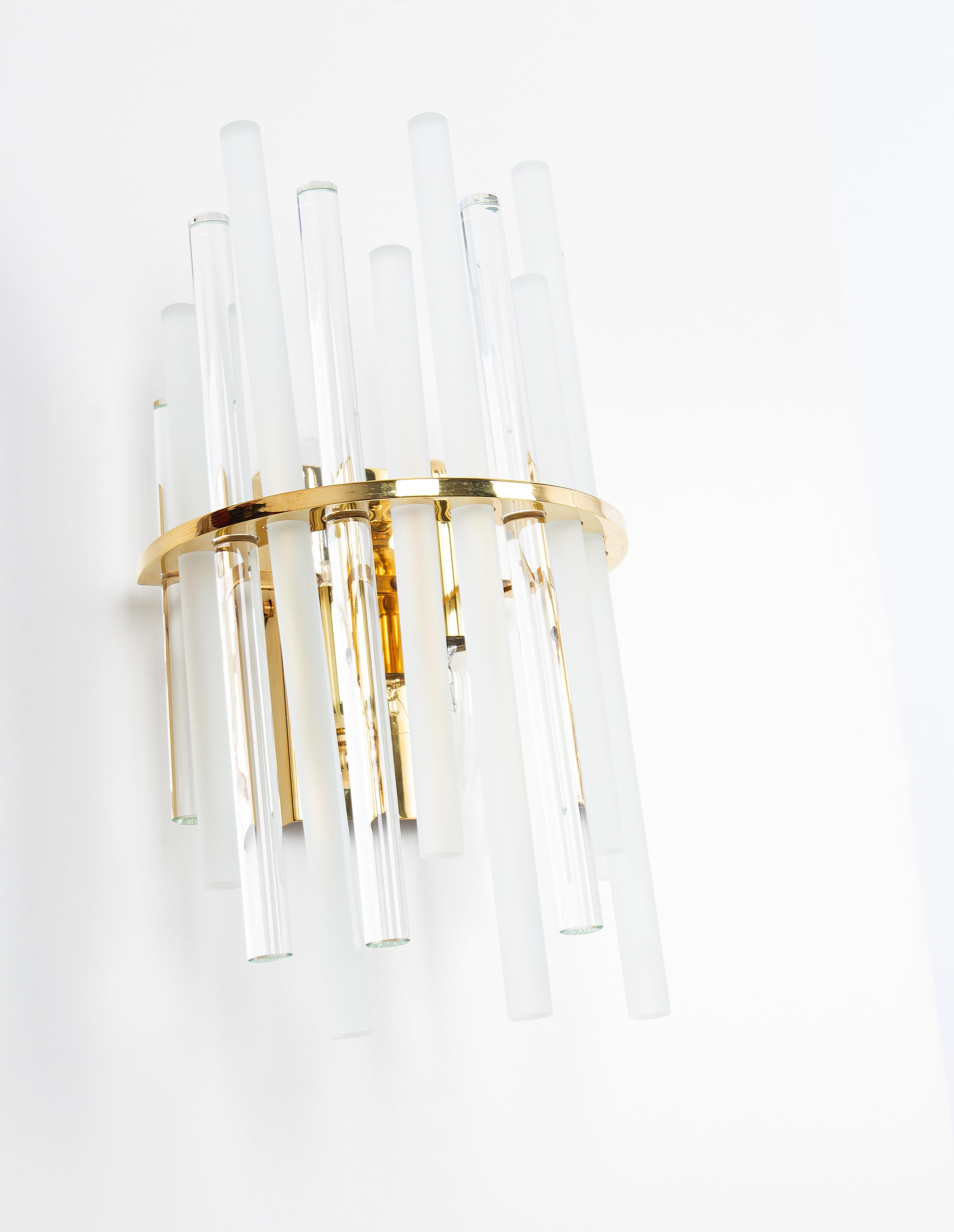 Mid-Century Modern Pair of Wonderful Crystal Rods Sconces by Christoph Palme, Germany, 1970s For Sale