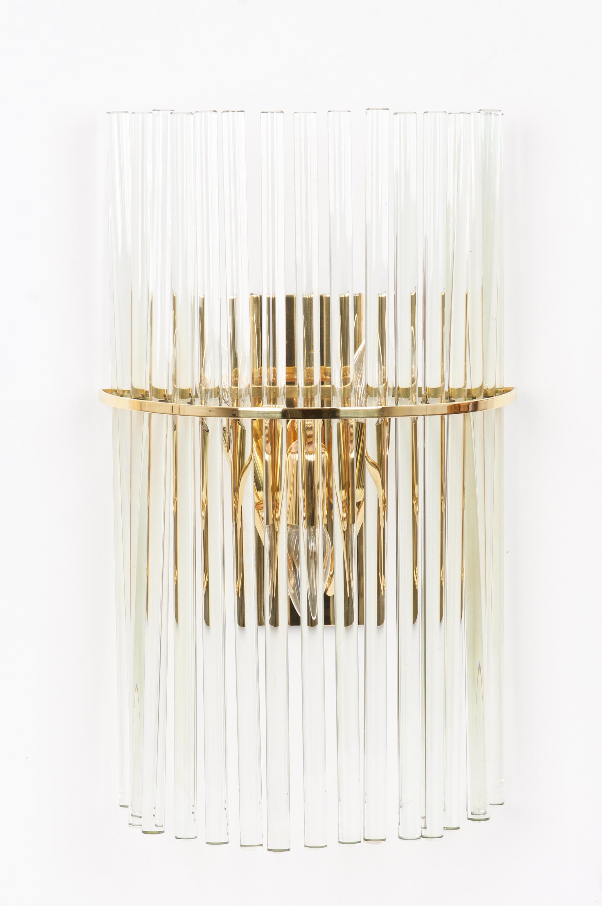Mid-Century Modern Pair of Wonderful Crystal Rods Sconces by Christoph Palme, Germany, 1970s