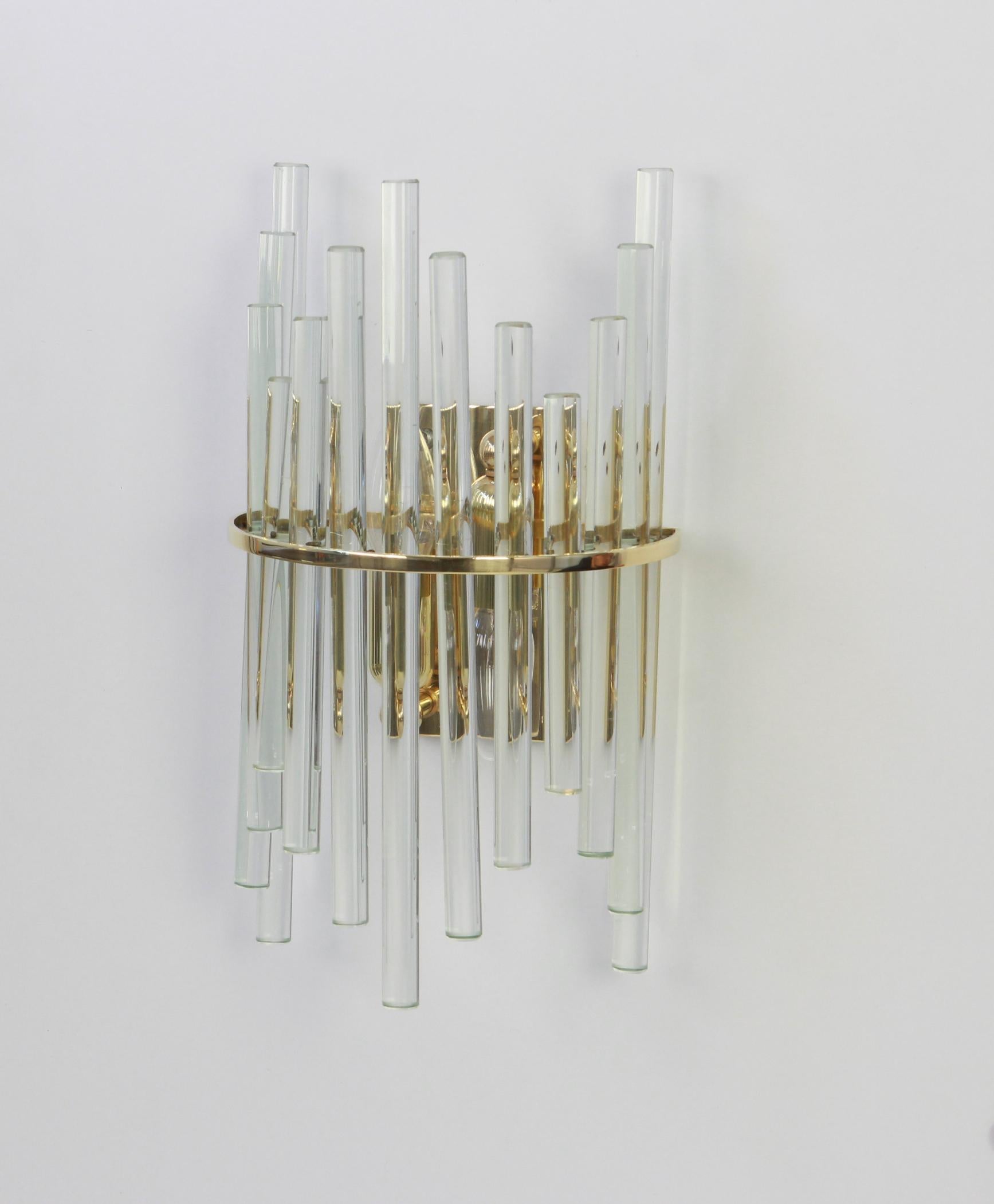 Mid-Century Modern Pair of Wonderful Crystal Rods Sconces by Christoph Palme, Germany, 1970s
