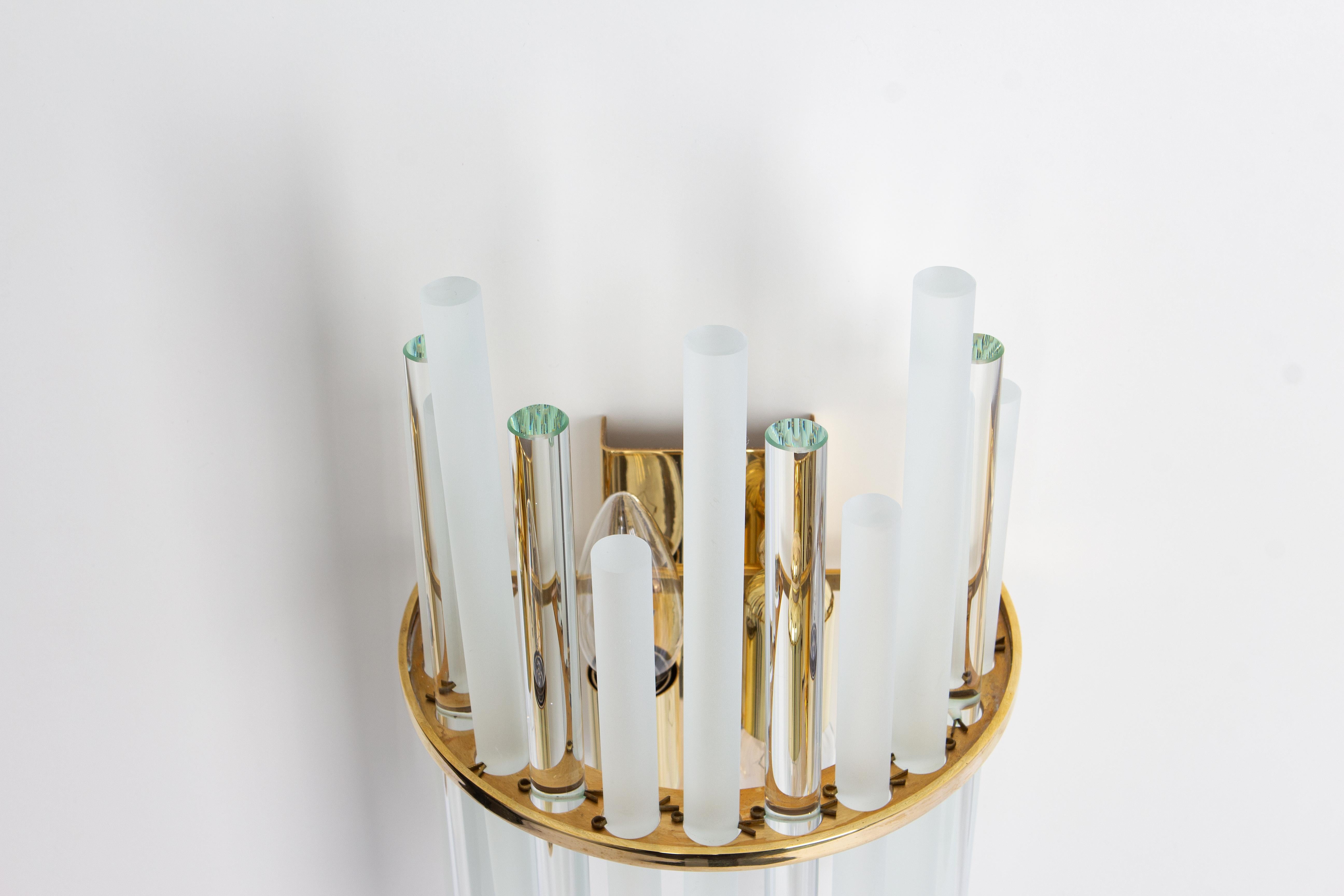 Late 20th Century Pair of Wonderful Crystal Rods Sconces by Christoph Palme, Germany, 1970s For Sale