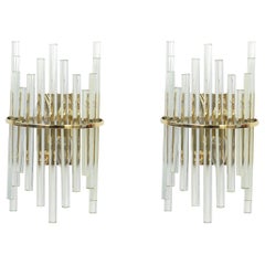 Pair of Wonderful Crystal Rods Sconces by Christoph Palme, Germany, 1970s