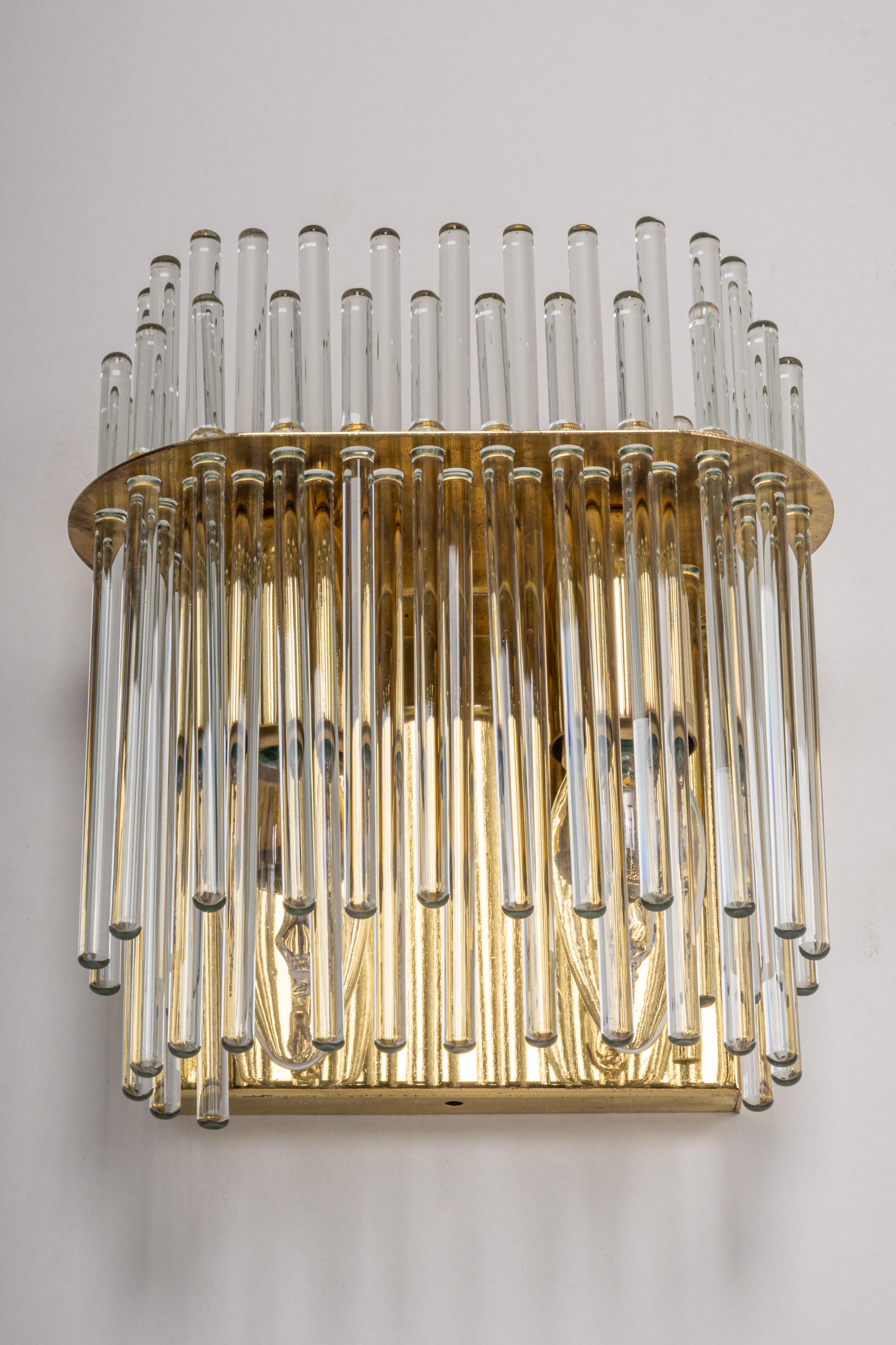 Mid-Century Modern Pair of Wonderful Crystal Rods Sconces Italy, 1970s For Sale