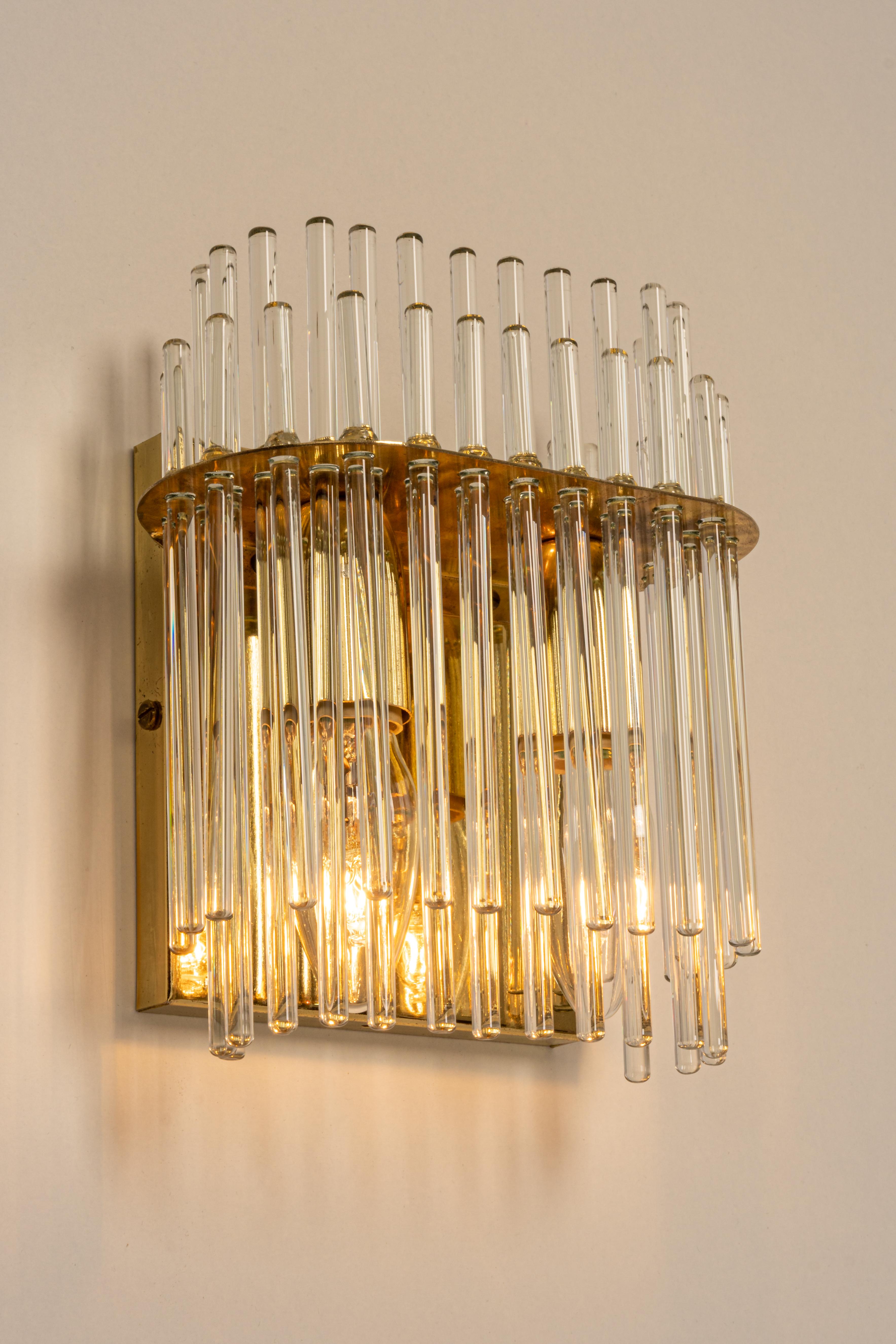 Pair of Wonderful Crystal Rods Sconces Italy, 1970s For Sale 2
