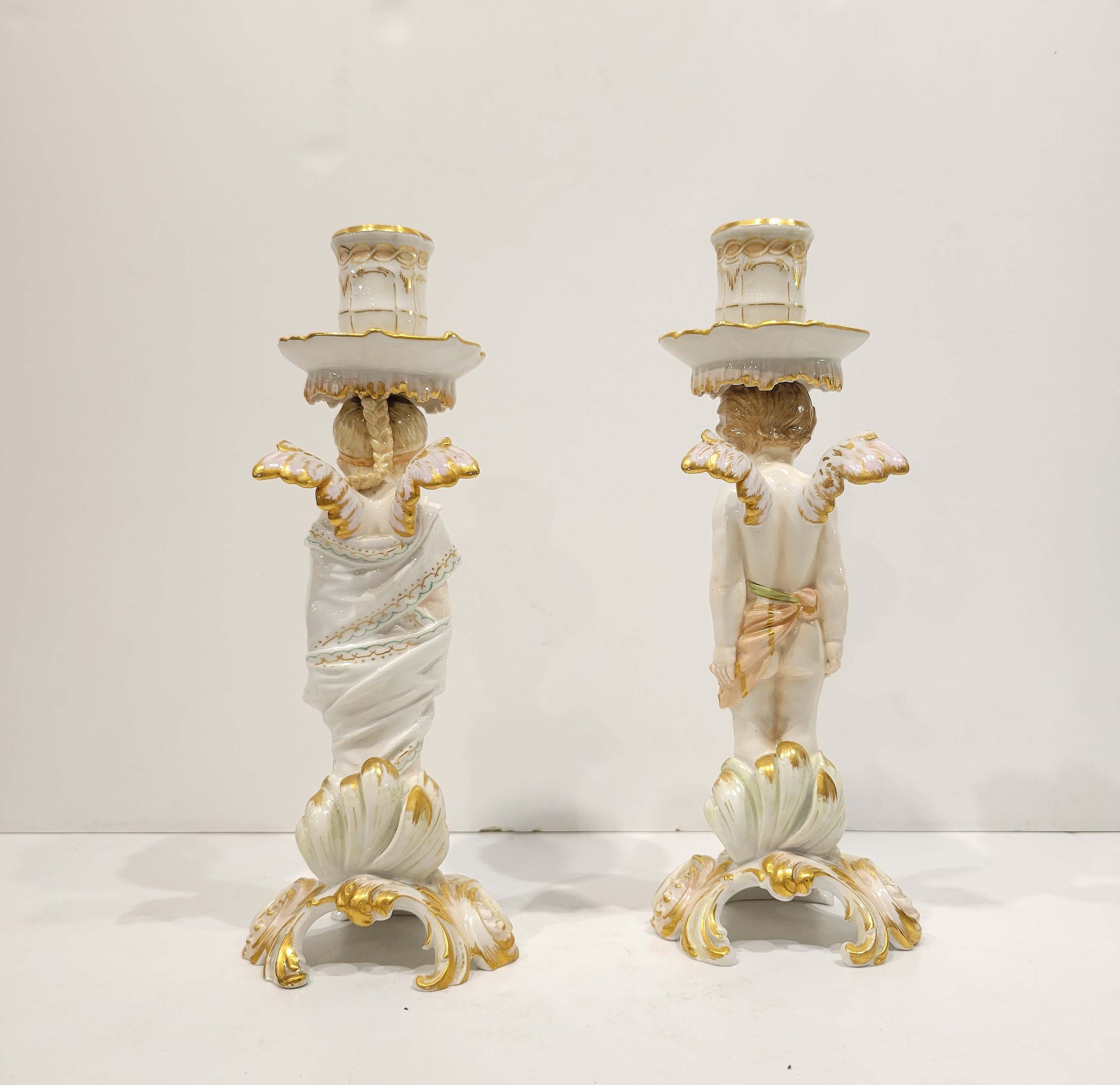 Rococo Pair of Wonderful KPM Berlin Porcelain Cherub Candlesticks