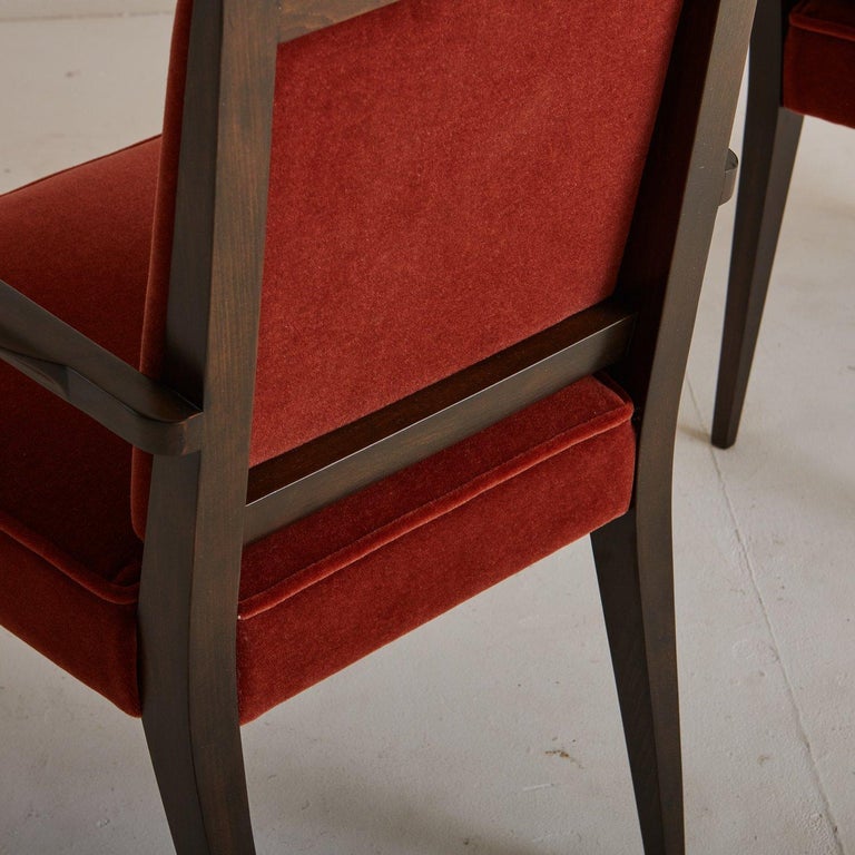 Pair of Wood Accent Chairs in Rust Mohair, France For Sale at 1stDibs
