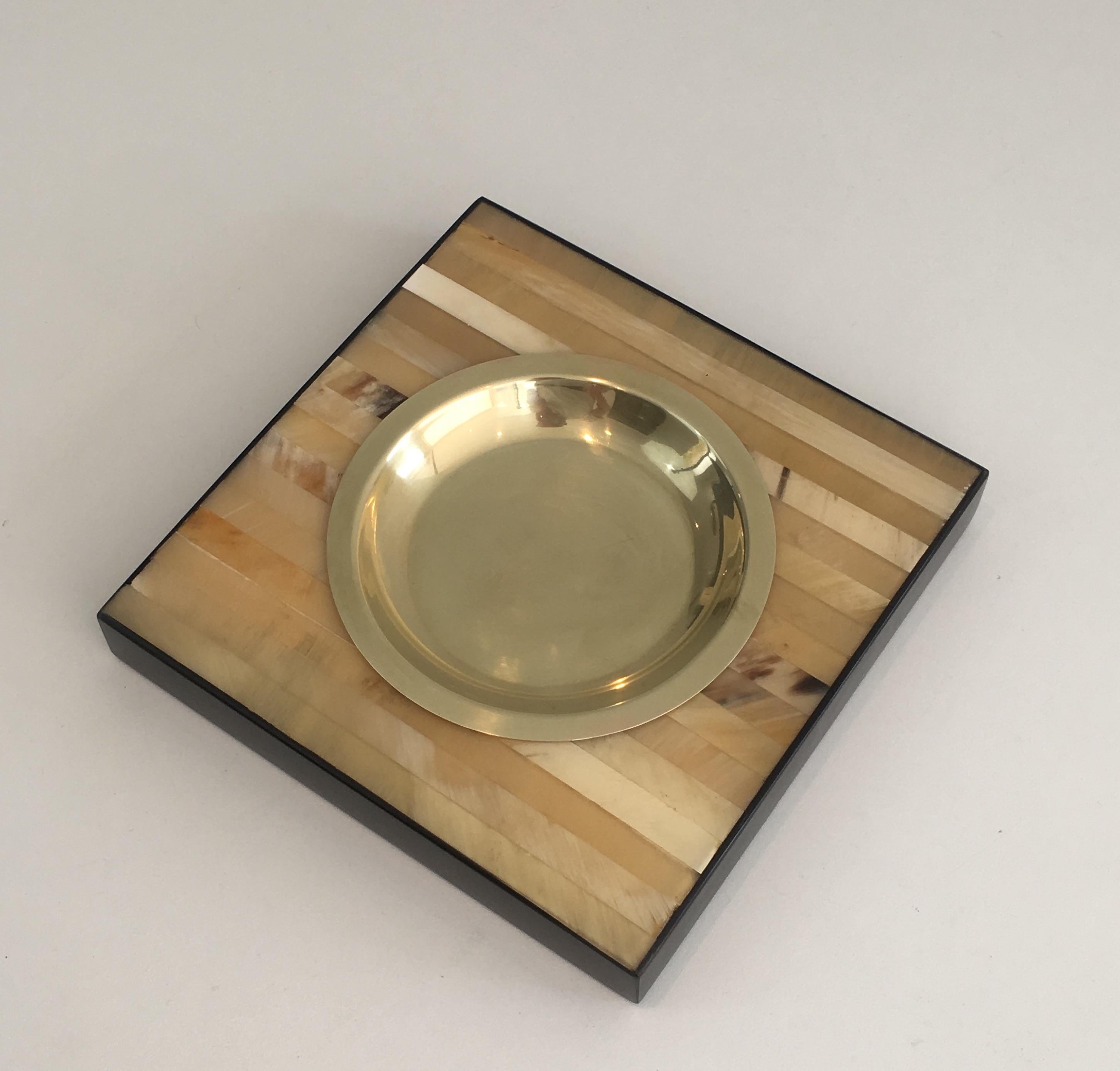 Mid-Century Modern Pair of Wood and Brass Ashtrays or Vide-Poches, Italy, circa 1970