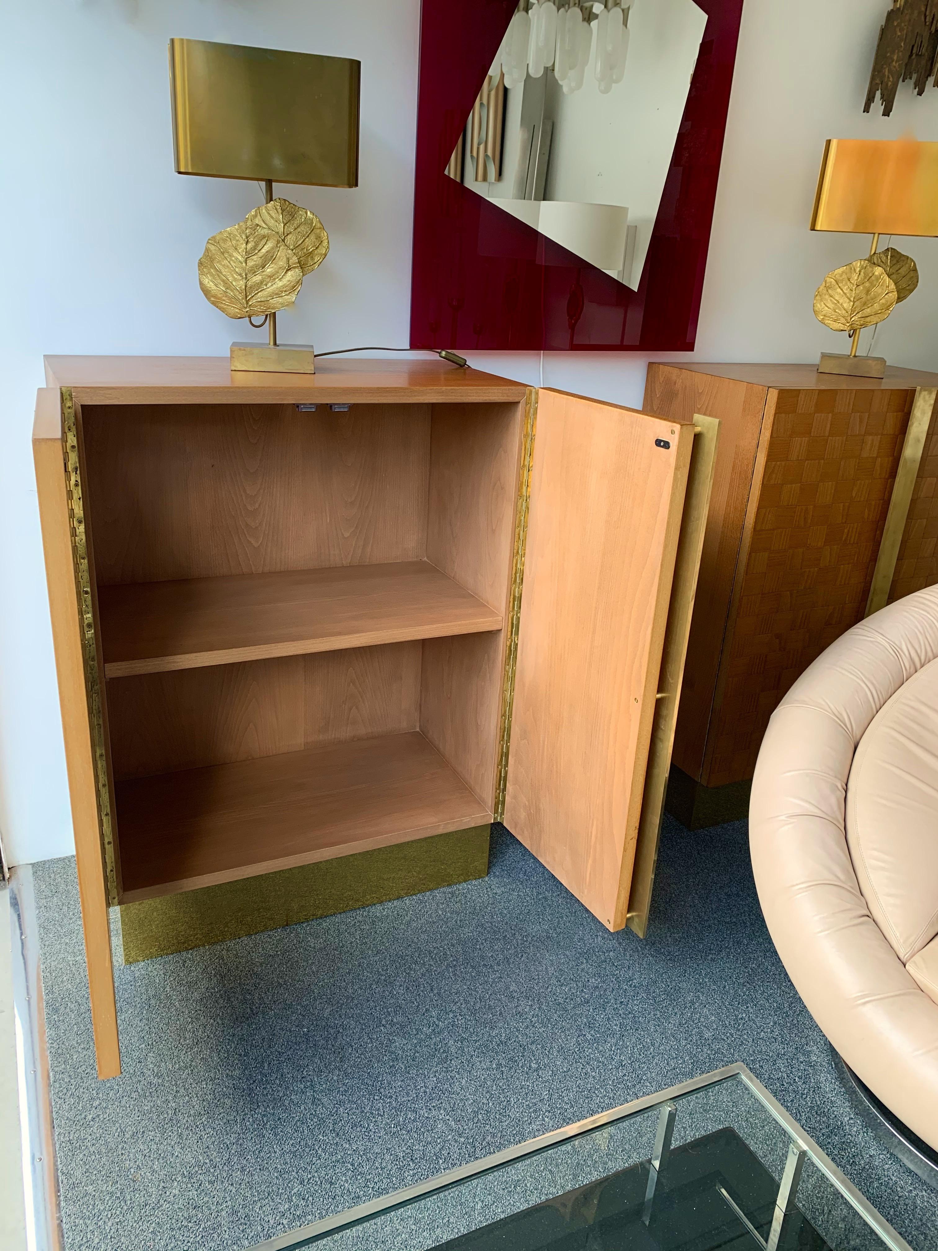 Pair of Wood and Brass Cabinets by Giorgetti. Italy, 1980s 3