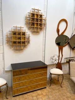 Pair of Wood and Brass Sconces Ceiling by Esperia, Italy, 1970s