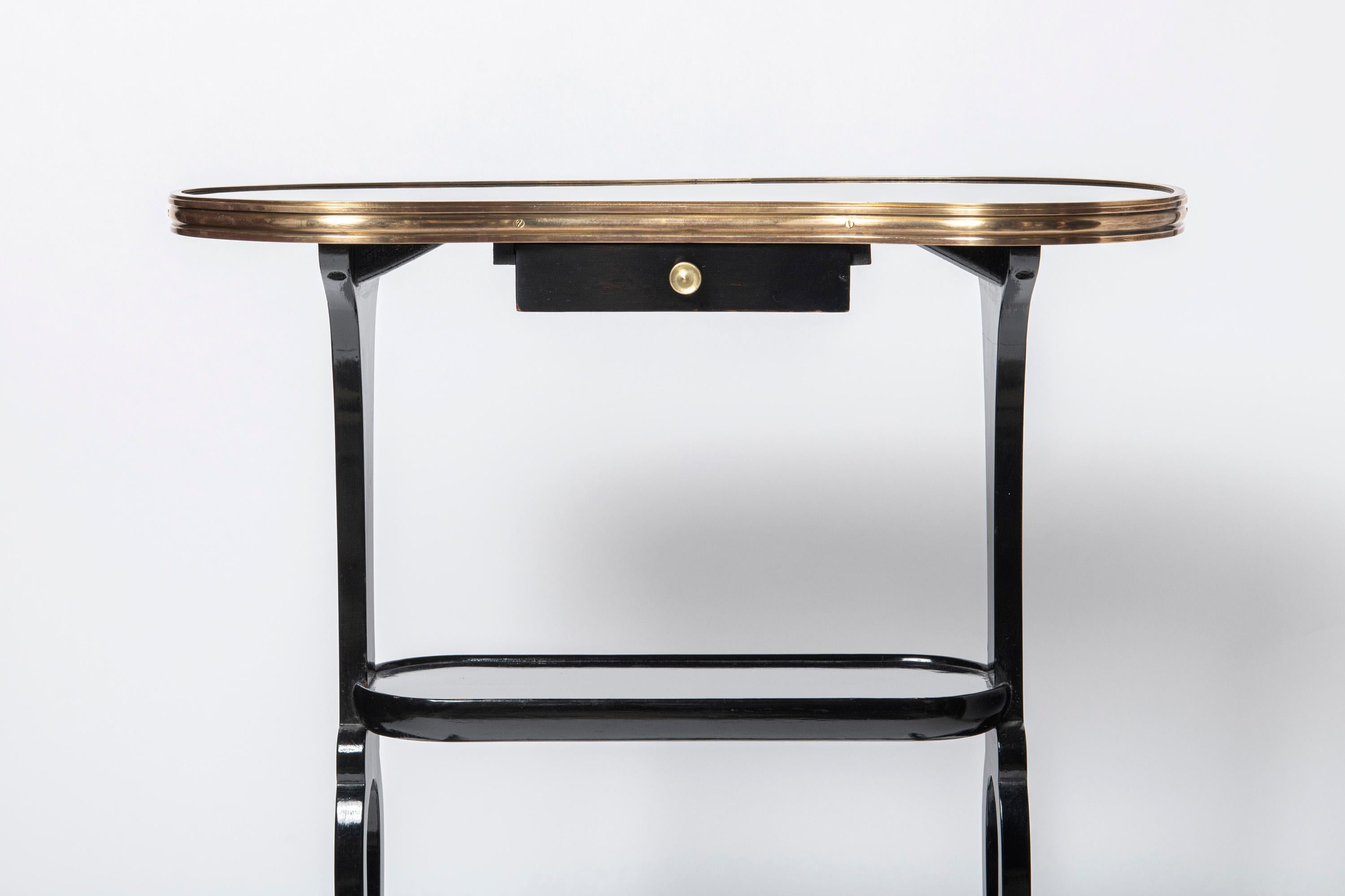 Pair of wood and bronze side tables by Maison Jansen. France, circa 1950. In Good Condition For Sale In Buenos Aires, Buenos Aires