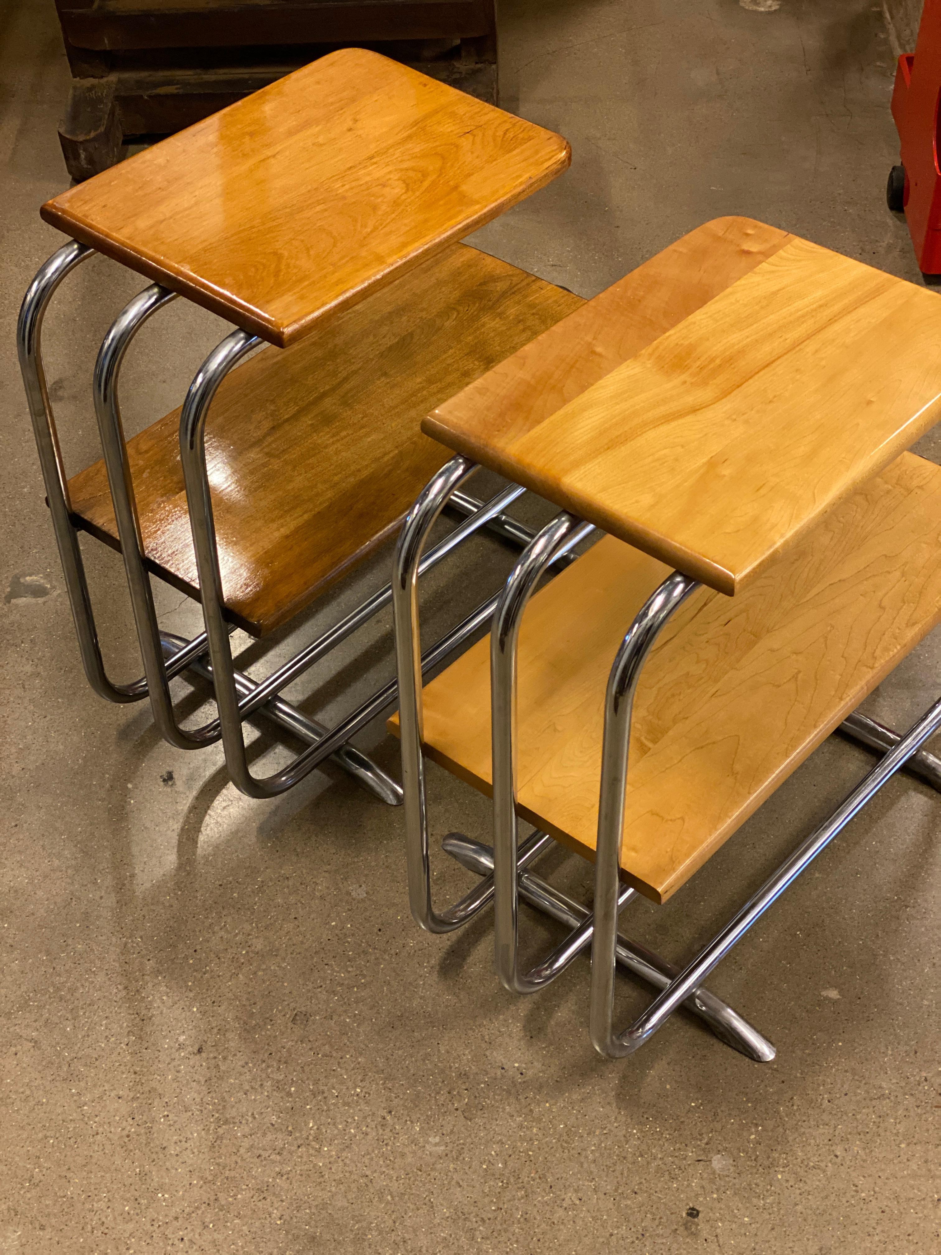 Pair of Wood and Chrome Side Tables, Alfons Bach, 1930s In Good Condition In Austin, TX