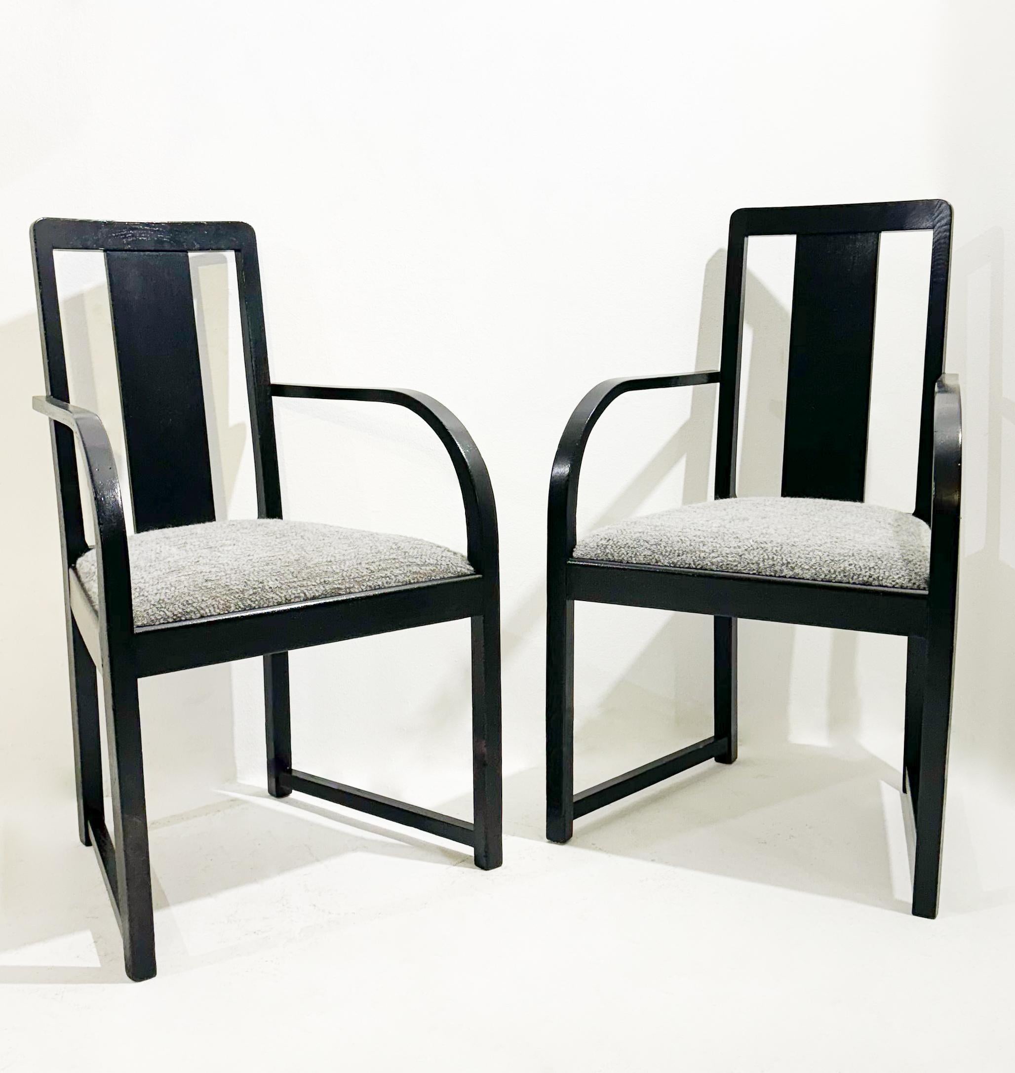 					
           
Pair of Wood and Fabric Armchairs, circa 1920