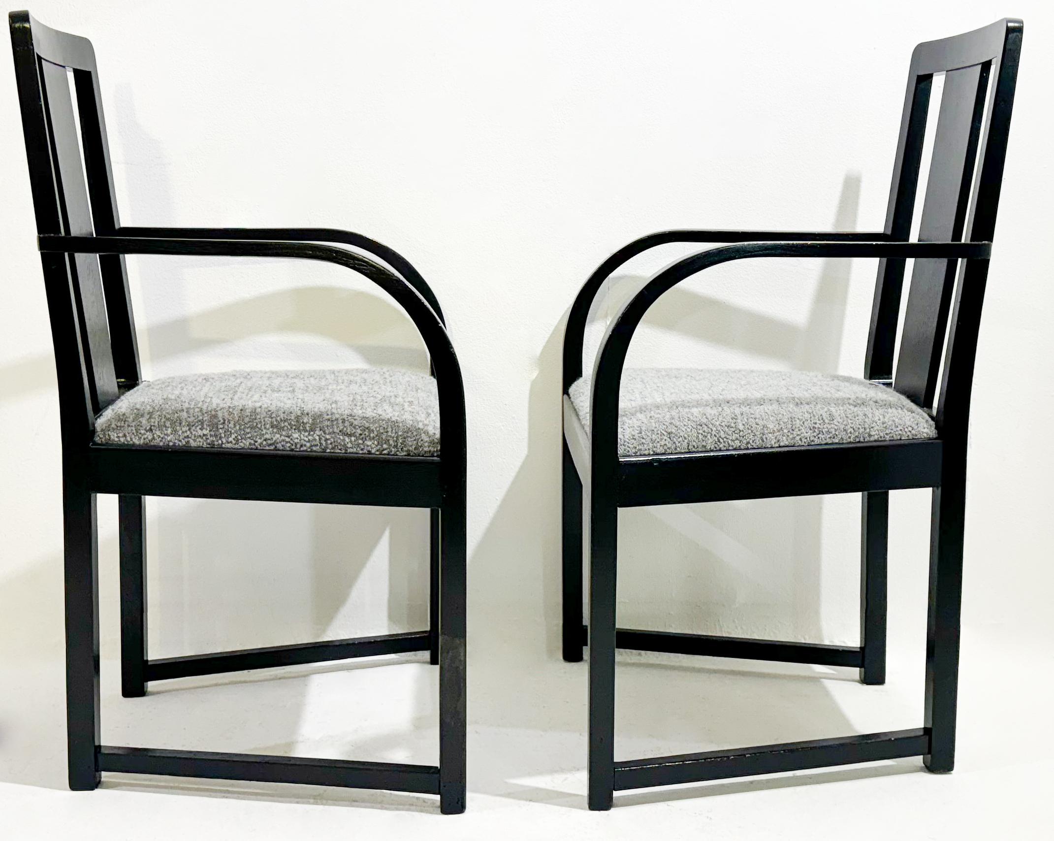  Sessel aus Holz und Stoff, 1920er-Jahre, Paar (Frühes 20. Jahrhundert) im Angebot