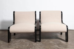 Pair of wood and fabric LP sofas designed by Ricardo Blanco, Argentina, 1970.