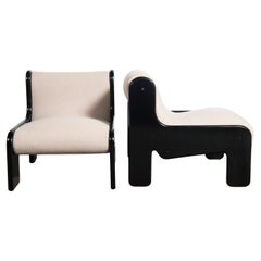 Vintage Pair of wood and fabric LP sofas designed by Ricardo Blanco, Argentina, 1970.