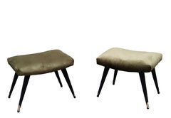 Pareja de taburetes de madera y tela, Italia Años 50