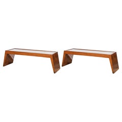 Pair of Wood and Glass Low Tables by Nordiska, Argentina, Buenos Aires, c. 1950
