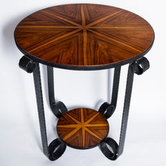 Pair of Wood and Iron Side Tables, Art Deco Period, France, circa 1930