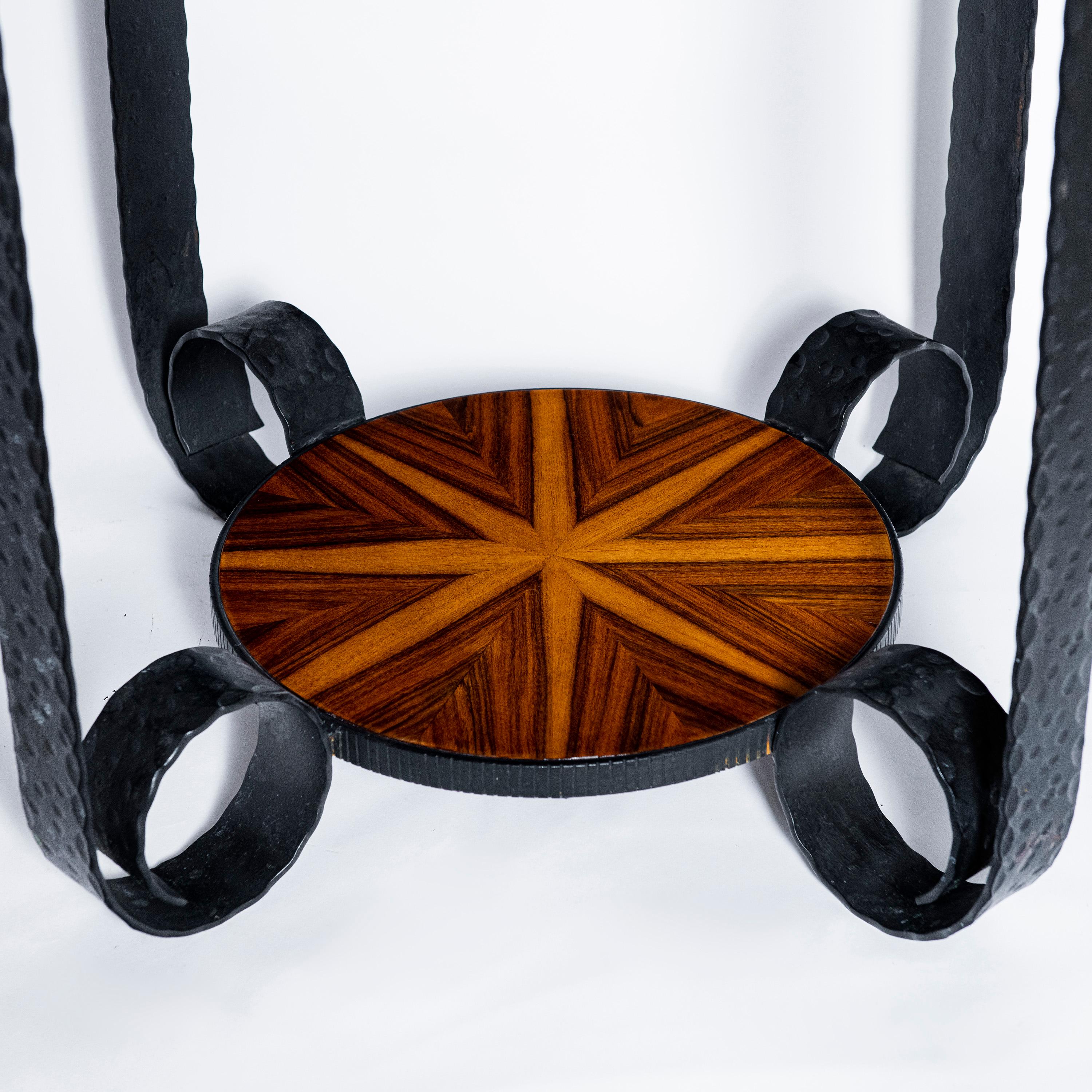 Pair of Wood and Iron Side Tables, Art Deco Period, France, circa 1930 For Sale 1