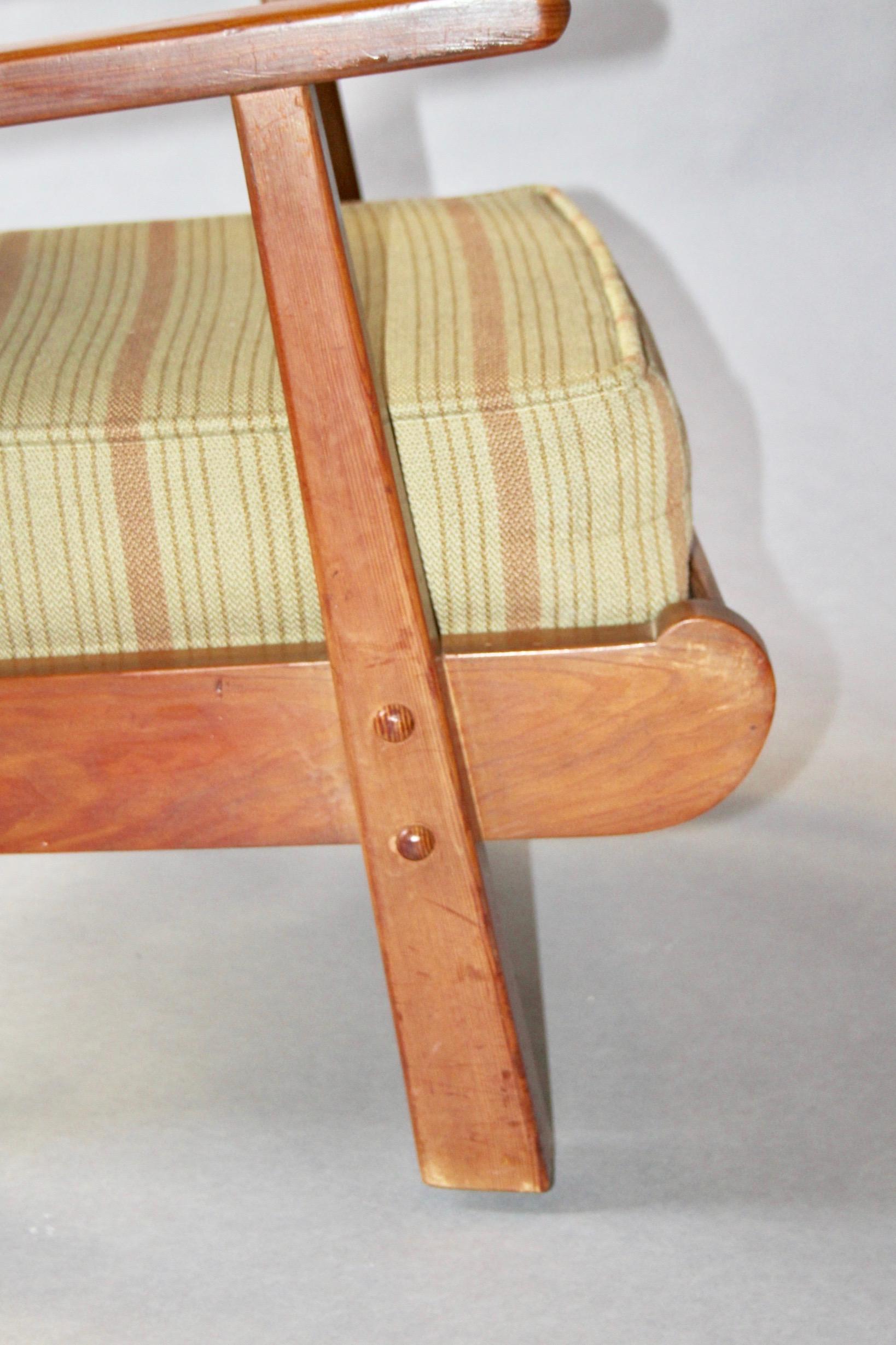 Pair of wood and leather mid century armchairs For Sale 4