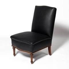 Pair of Wood and Leather Slipper Chairs by Comte, Argentina, circa 1940